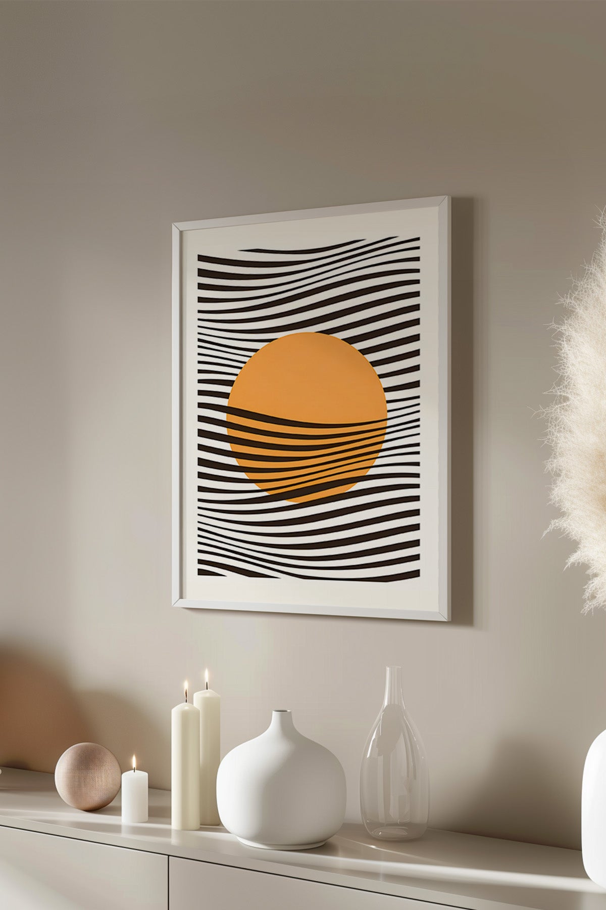 Bauhaus Serisi Beyaz Çerçeveli Poster, Tablo No:34