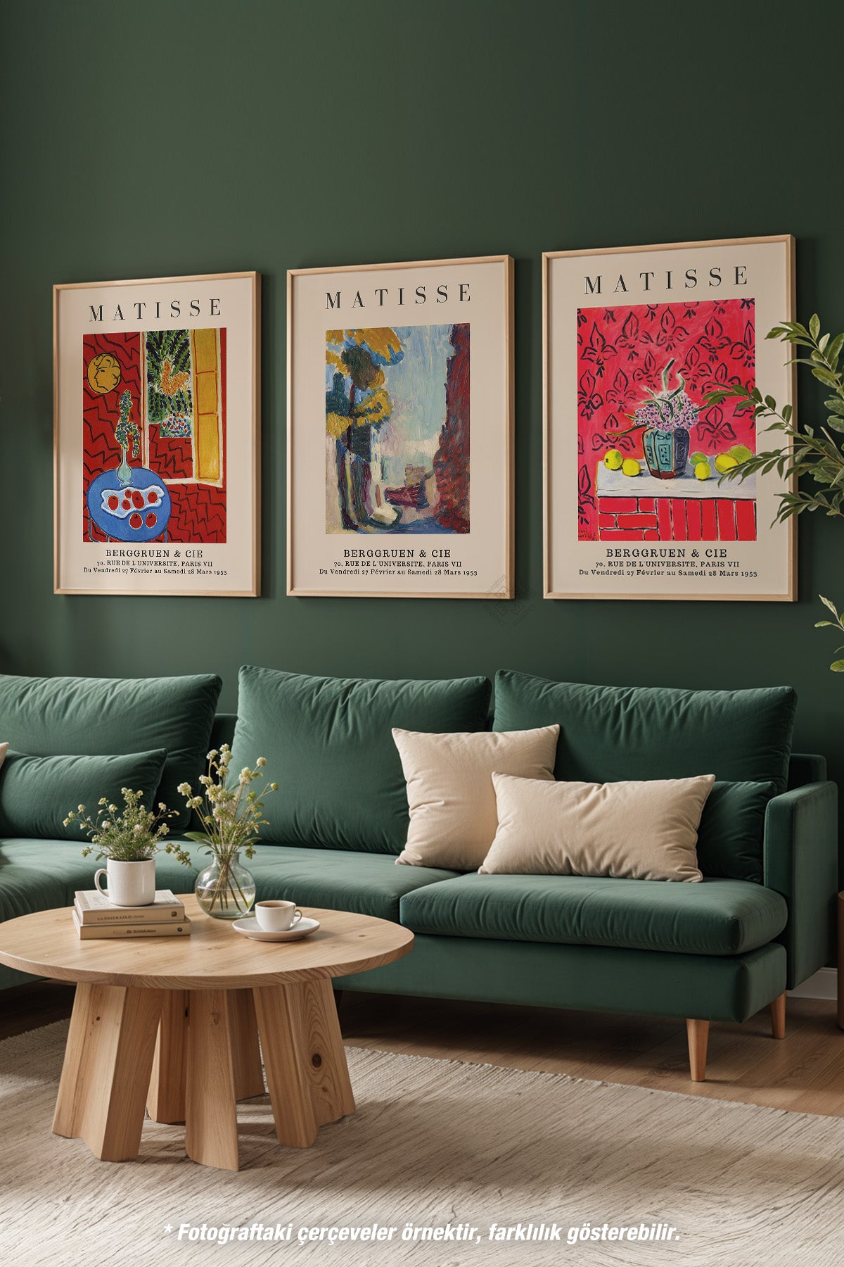 Matisse Dekoratif 3'lü Ahşap Çerçeveli Poster, Tablo Seti No:15