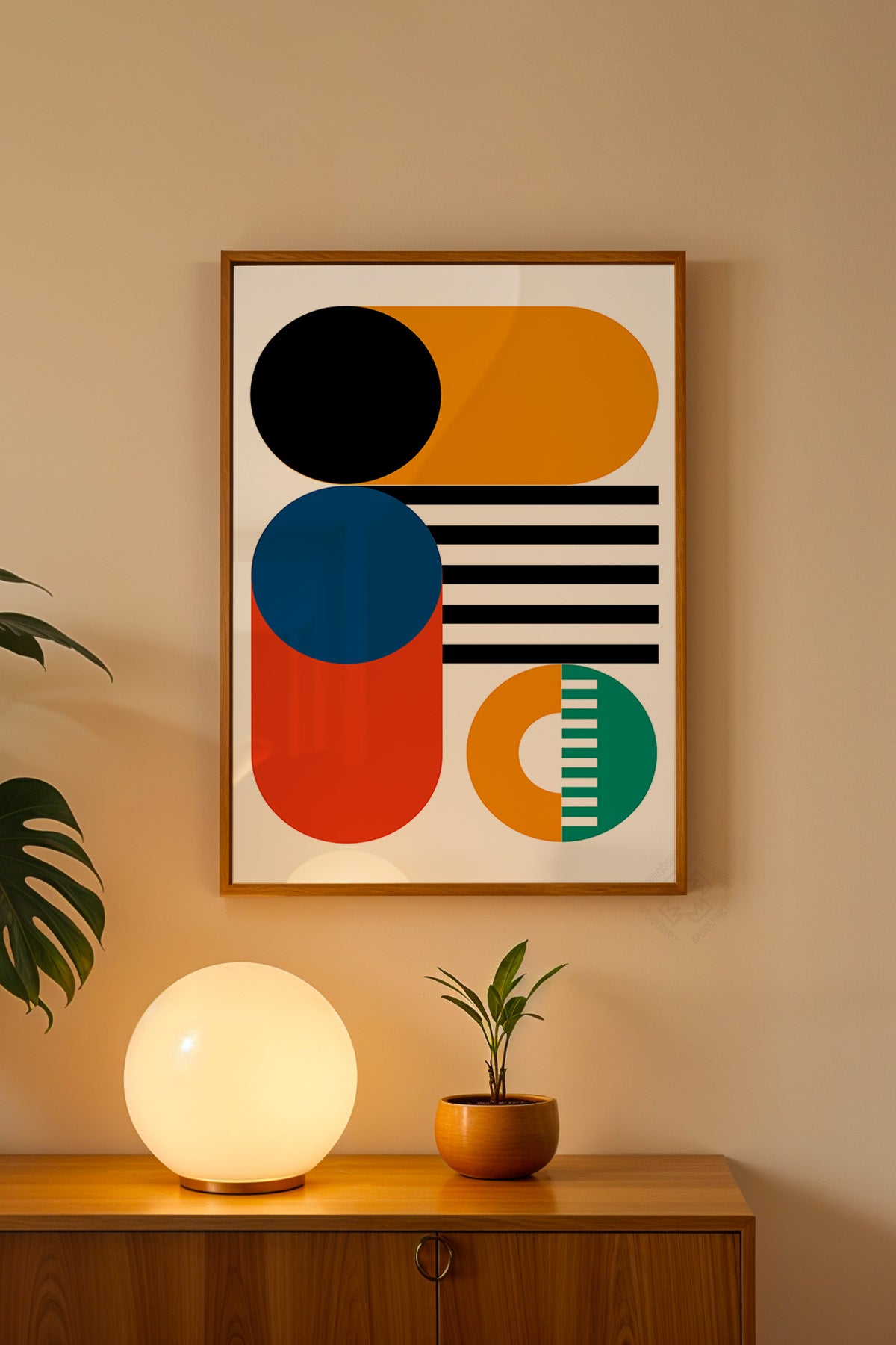 Bauhaus Serisi Ahşap Çerçeveli Poster, Tablo No:4