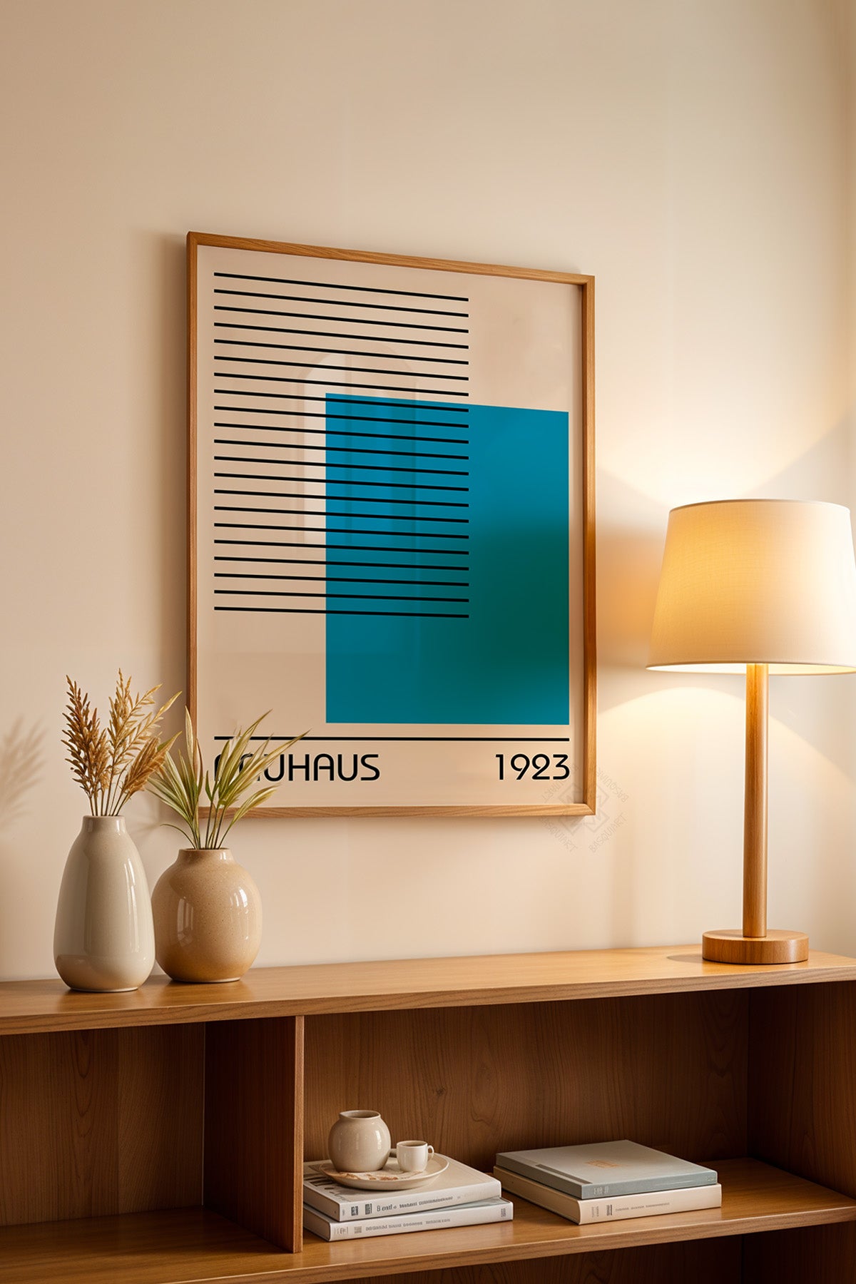 Bauhaus Serisi Ahşap Çerçeveli Poster, Tablo No:16