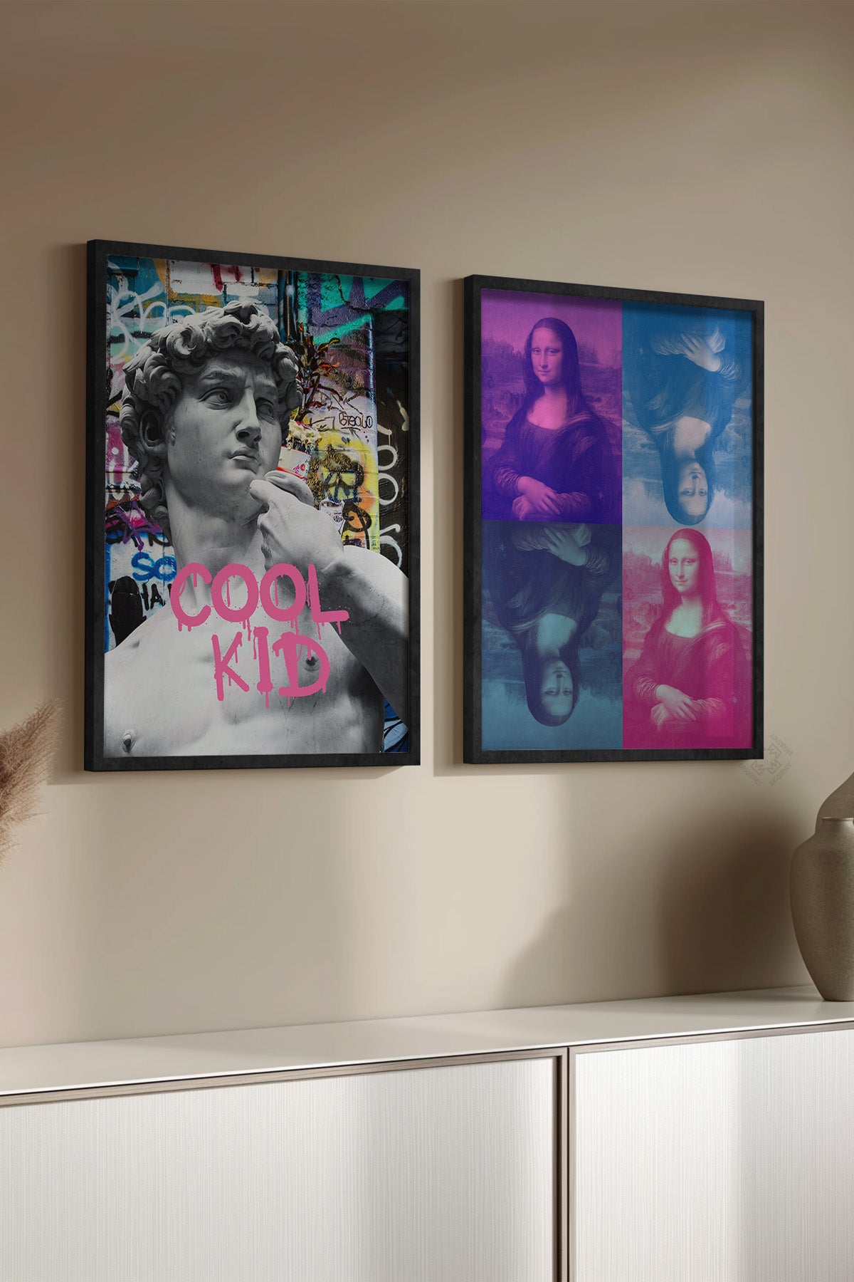 Modern Sanat 2'li Siyah Çerçeveli Poster, Tablo Seti No:35