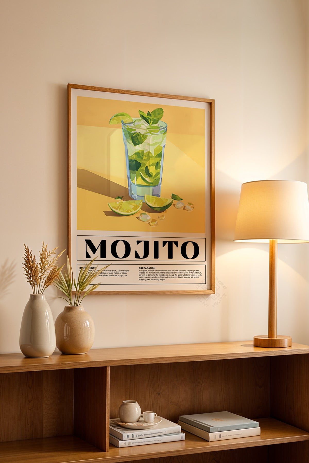Kokteyl Serisi Ahşap Çerçeveli Poster, Tablo, Cafe, Restoran, Mutfak Duvar Dekoru No:4