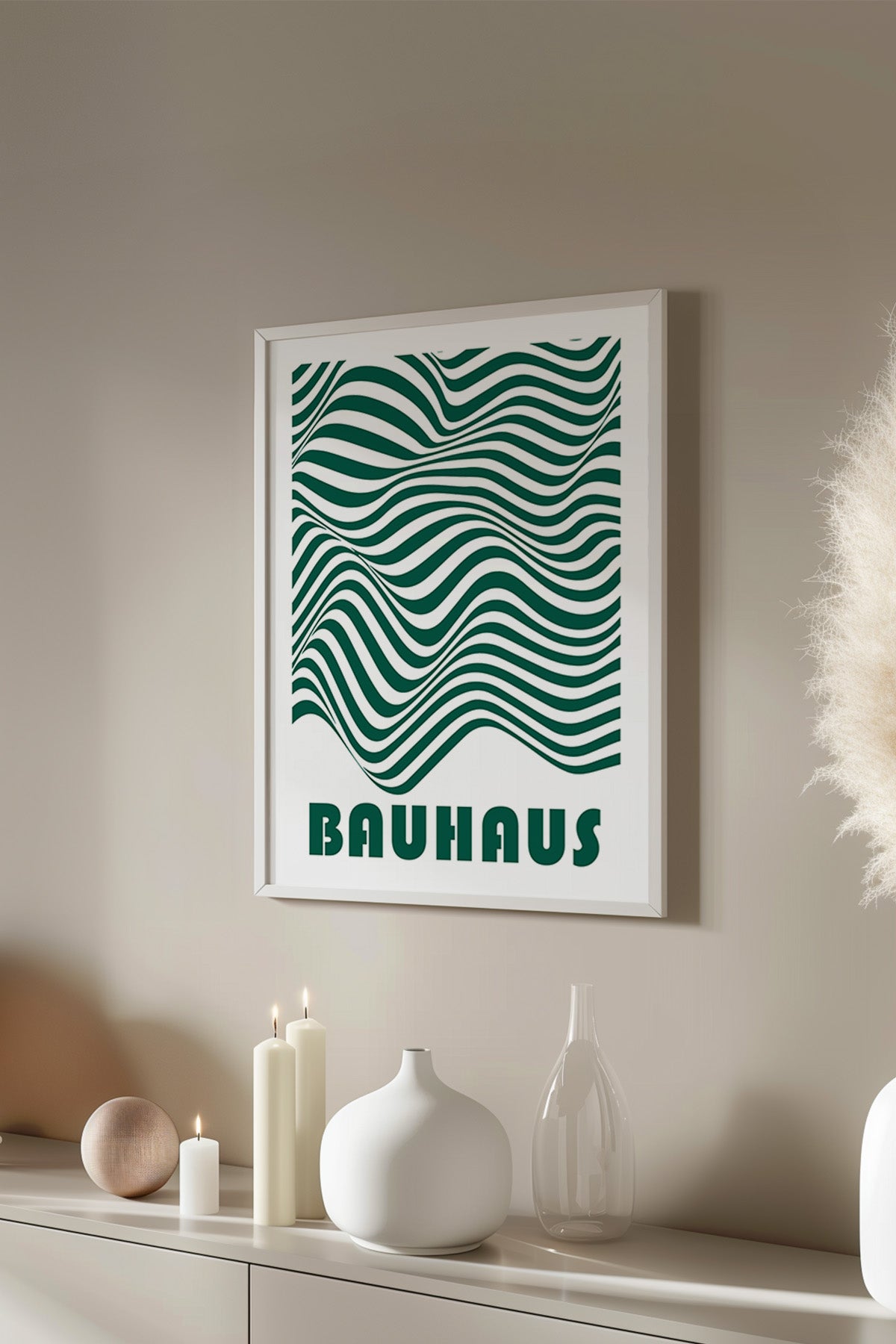 Bauhaus Serisi Beyaz Çerçeveli Poster, Tablo No:68