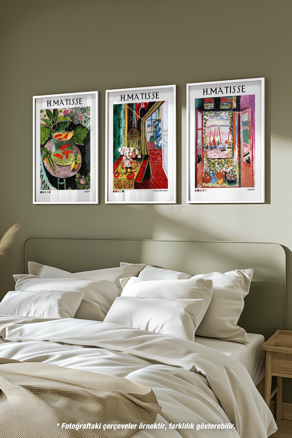 H Matisse 3'lü Beyaz Çerçeveli Poster, Tablo Seti No:38