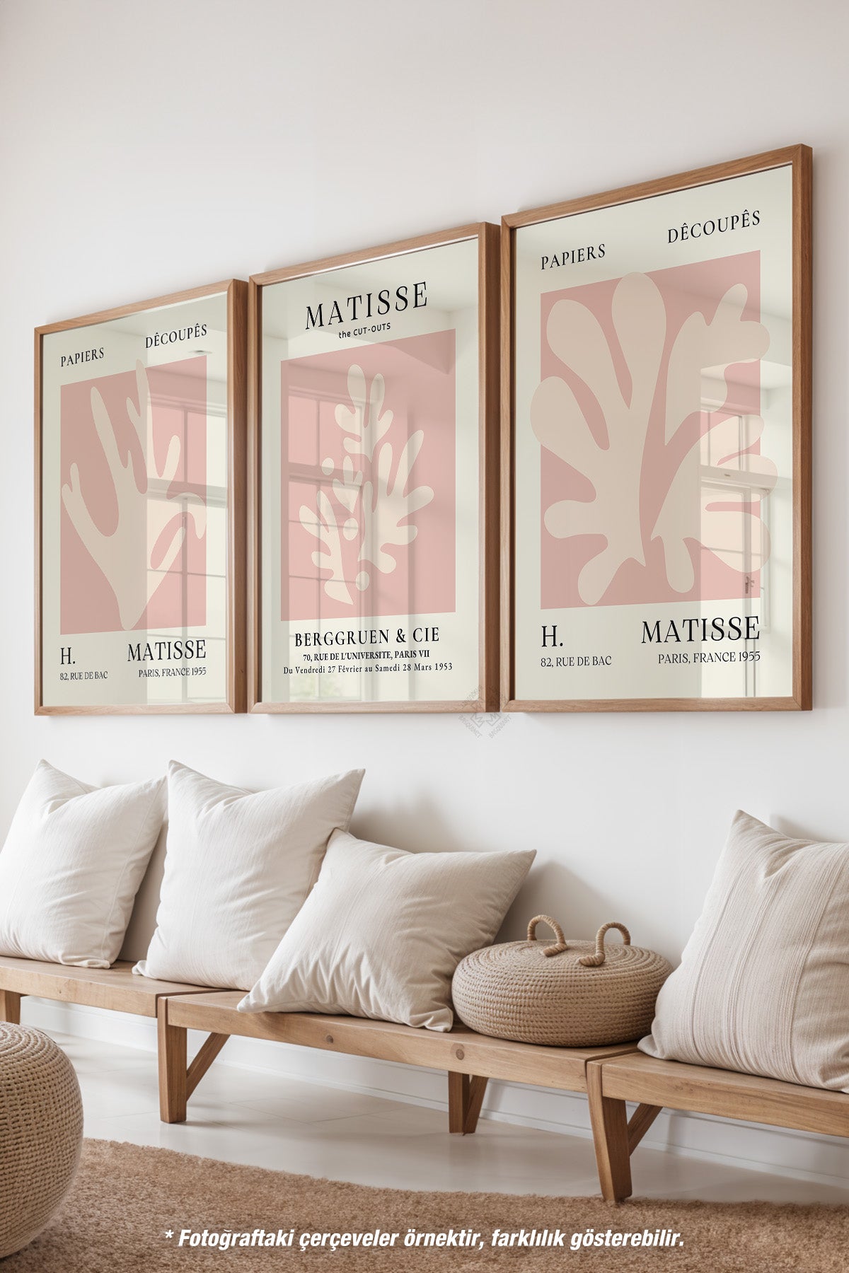 Matisse Minimal 3'lü Ahşap Çerçeveli Poster, Tablo Seti No:21
