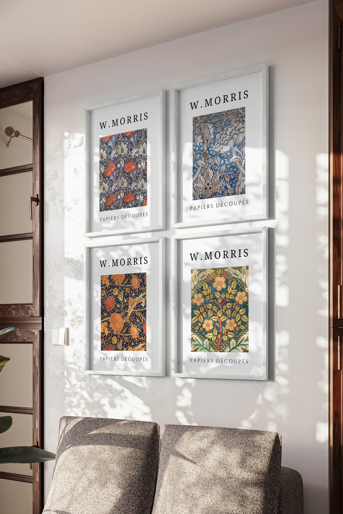 W Morris 4'lü Beyaz Çerçeveli Poster, Tablo Seti No:40