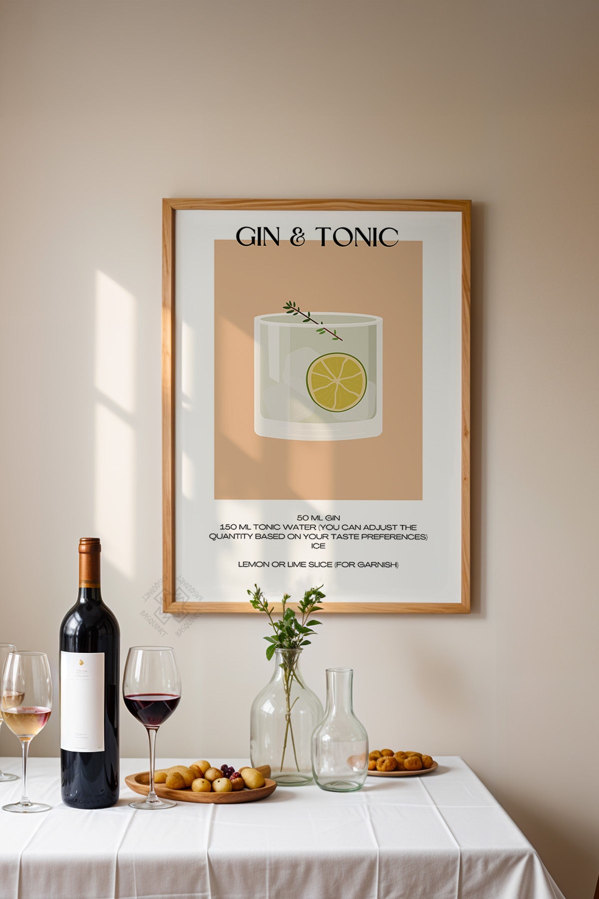 Kokteyl Serisi Ahşap Çerçeveli Poster, Tablo, Cafe, Restoran, Mutfak Duvar Dekoru No:23