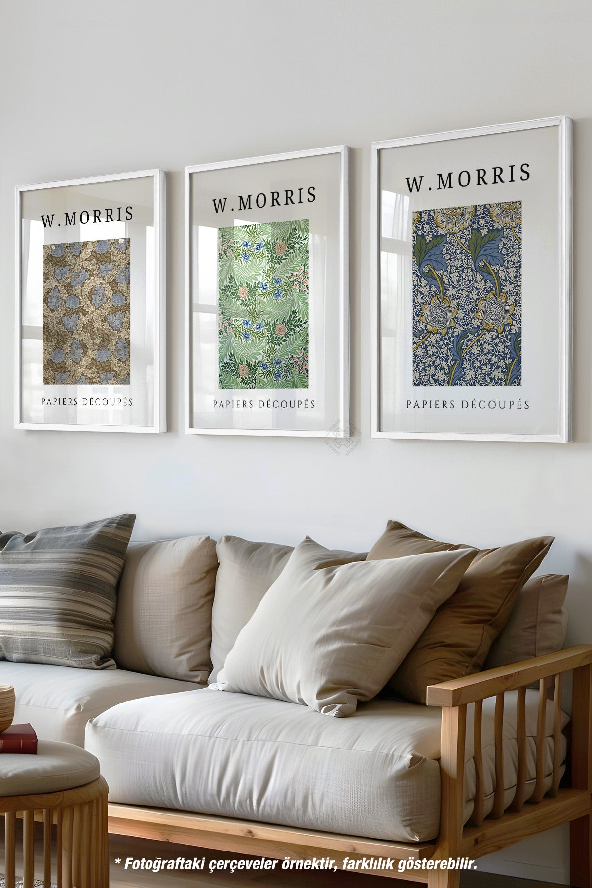 William Morris 3'lü Beyaz Çerçeveli Poster, Tablo Seti No:6