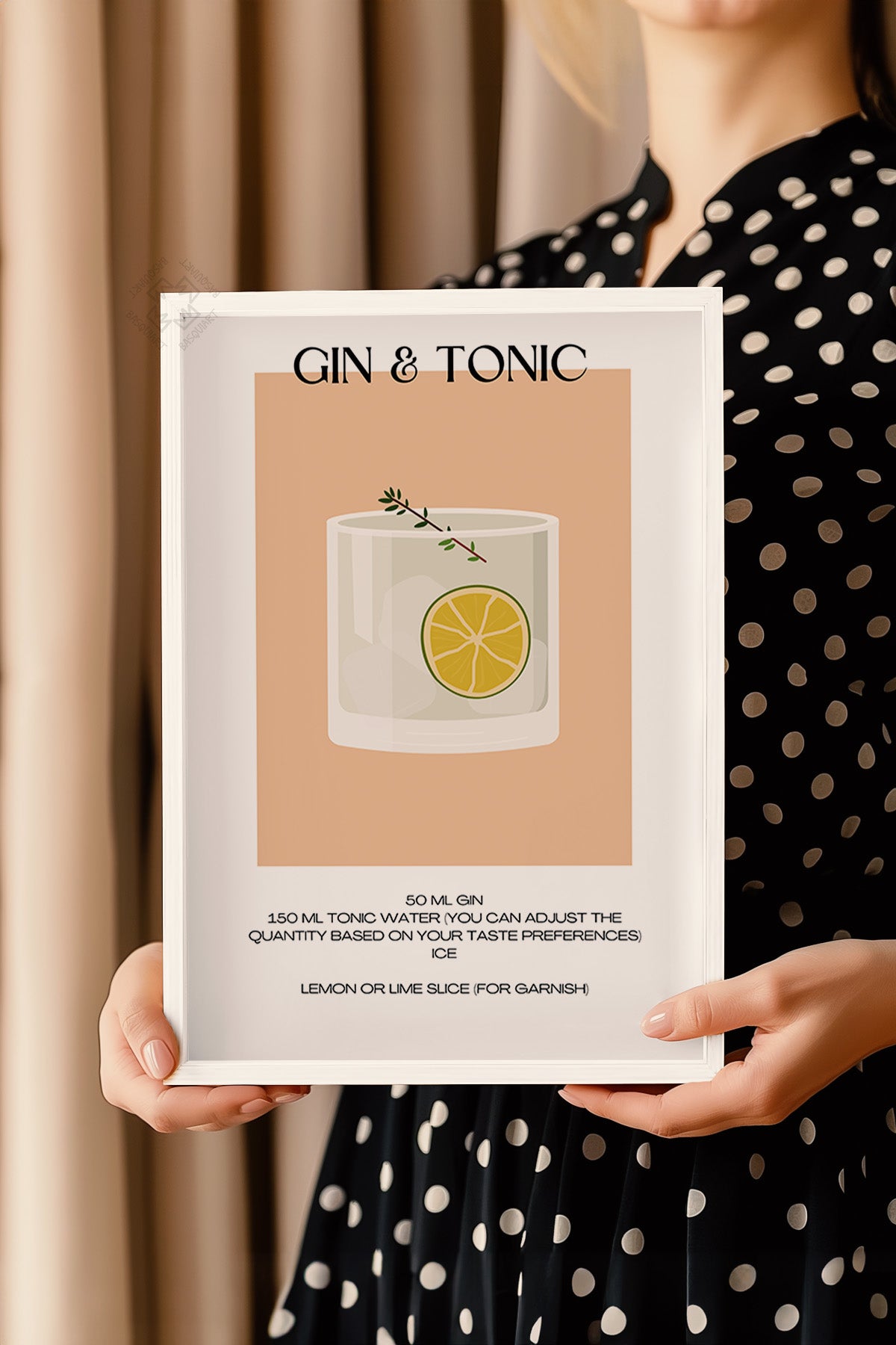 Kokteyl Serisi Beyaz Çerçeveli Poster, Tablo, Cafe, Restoran, Mutfak Duvar Dekoru No:23