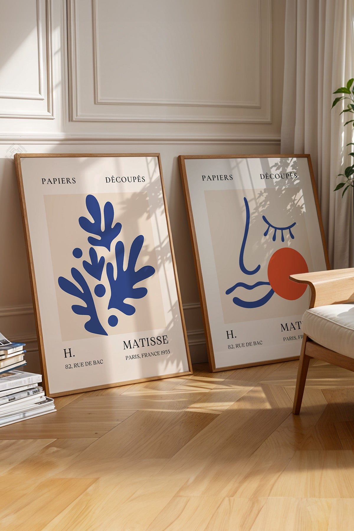 Mavi Matisse 2'li Ahşap Çerçeveli Poster, Tablo Seti No:27