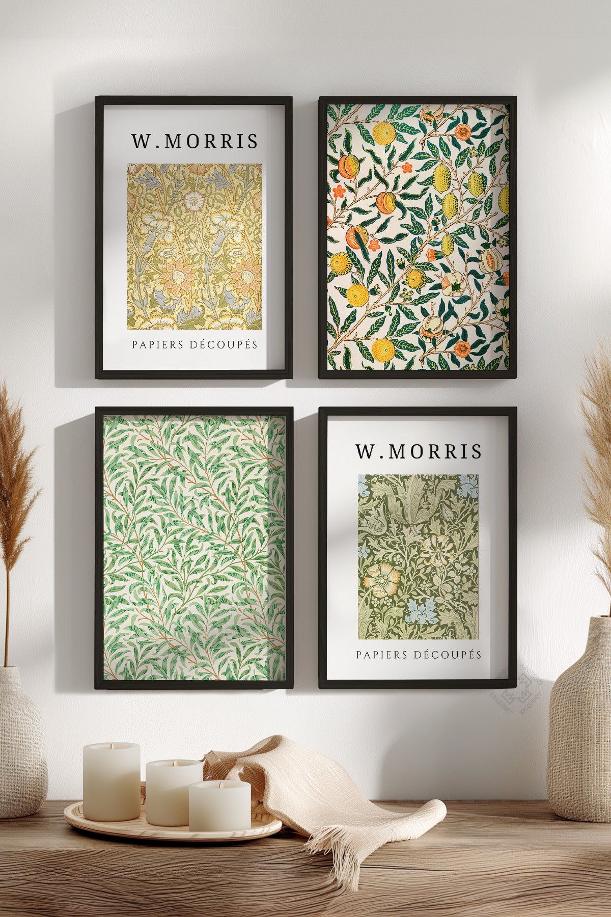 Morris 4'lü Siyah Çerçeveli Poster, Tablo Seti No:42