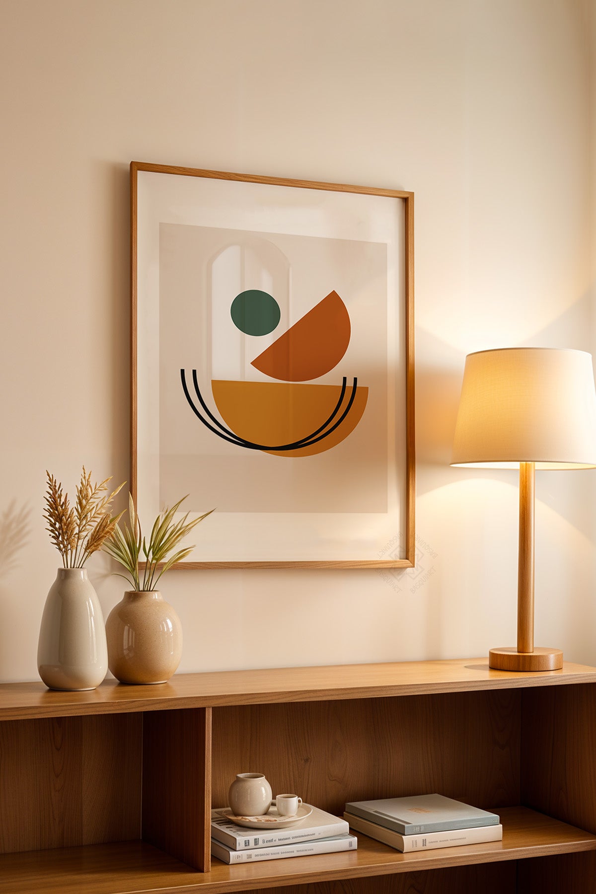 Bauhaus Serisi Ahşap Çerçeveli Poster, Tablo No:100