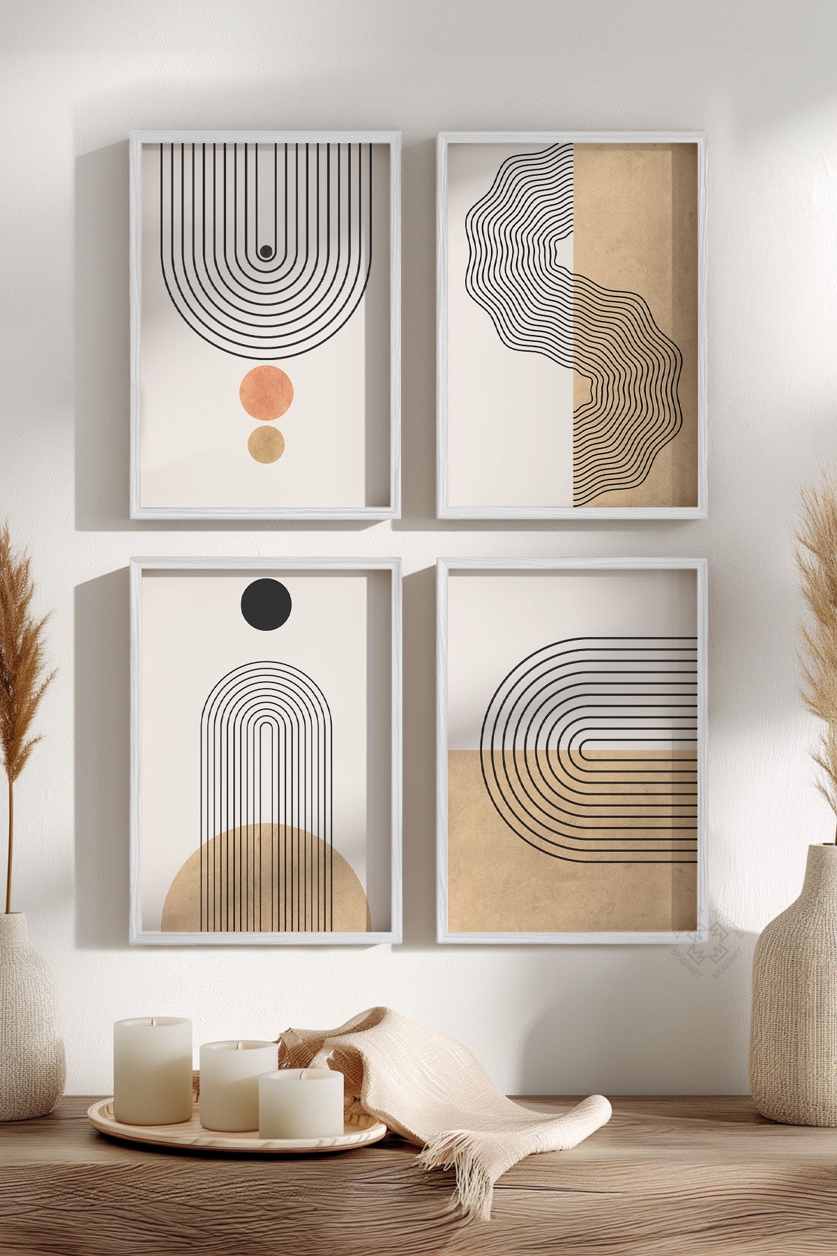 Bohemian 4'lü Beyaz Çerçeveli Poster, Tablo Seti No:16