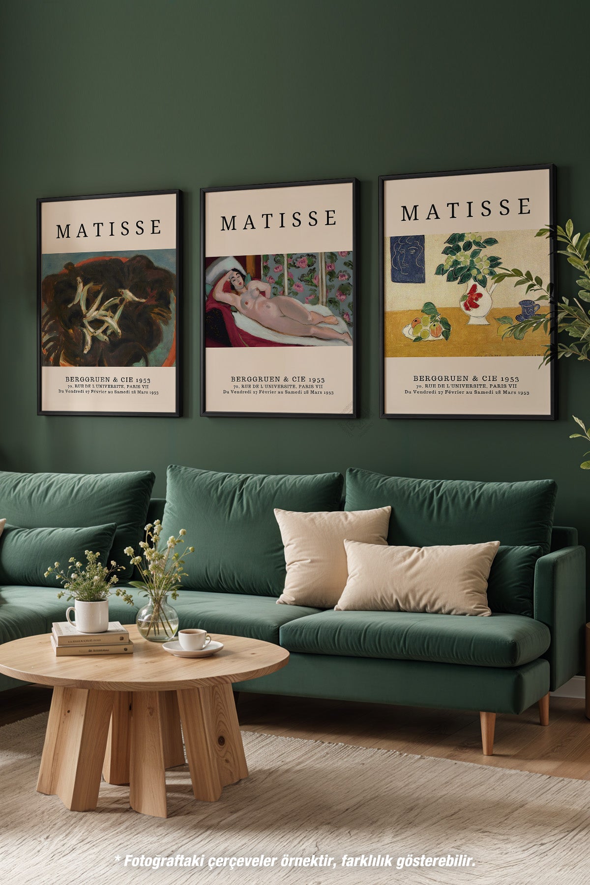Matisse Sanatsal 3'lü Siyah Çerçeveli Poster, Tablo Seti No:13