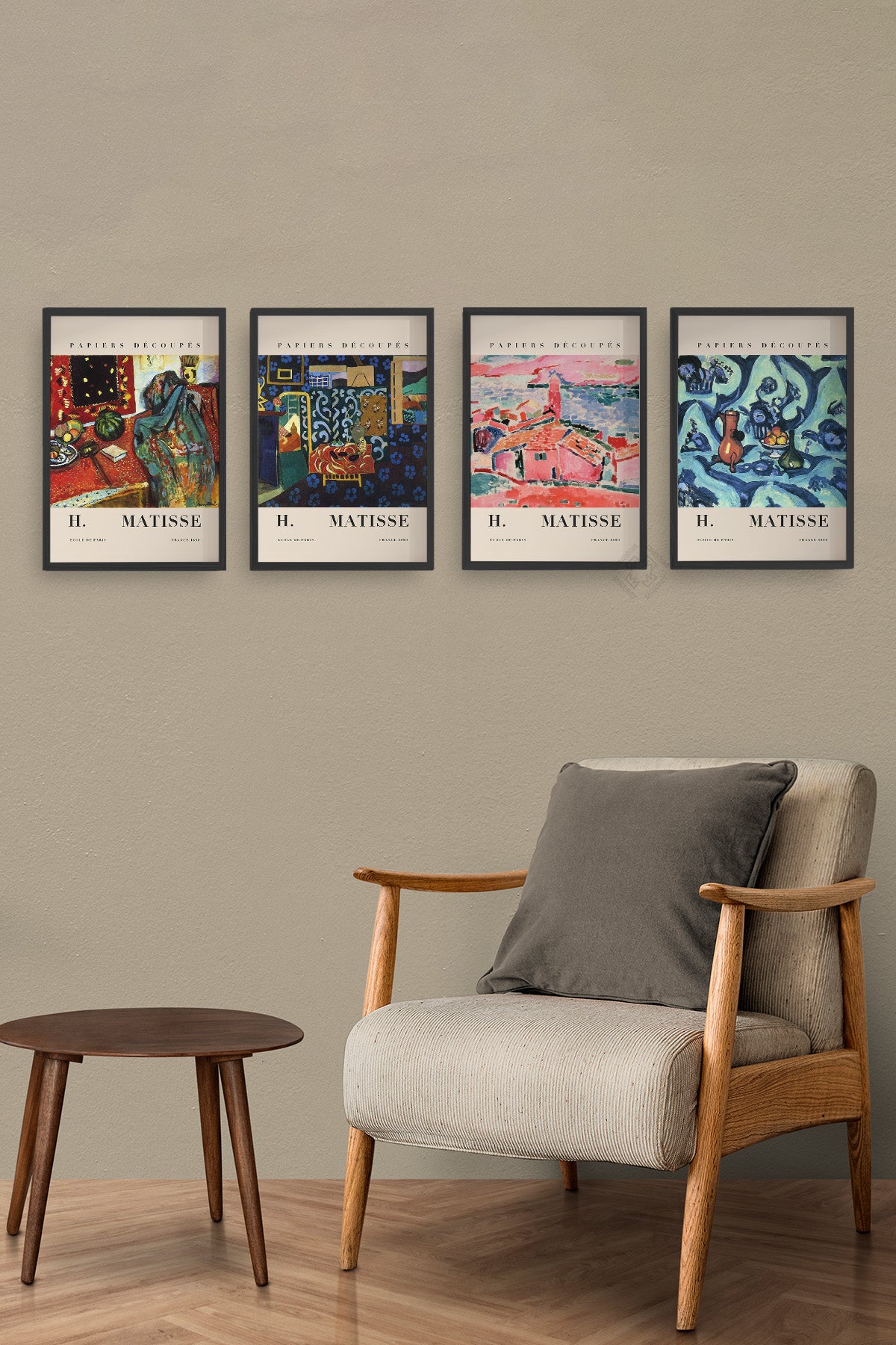 H Matisse 4'lü Siyah Çerçeveli Poster, Tablo Seti No:57