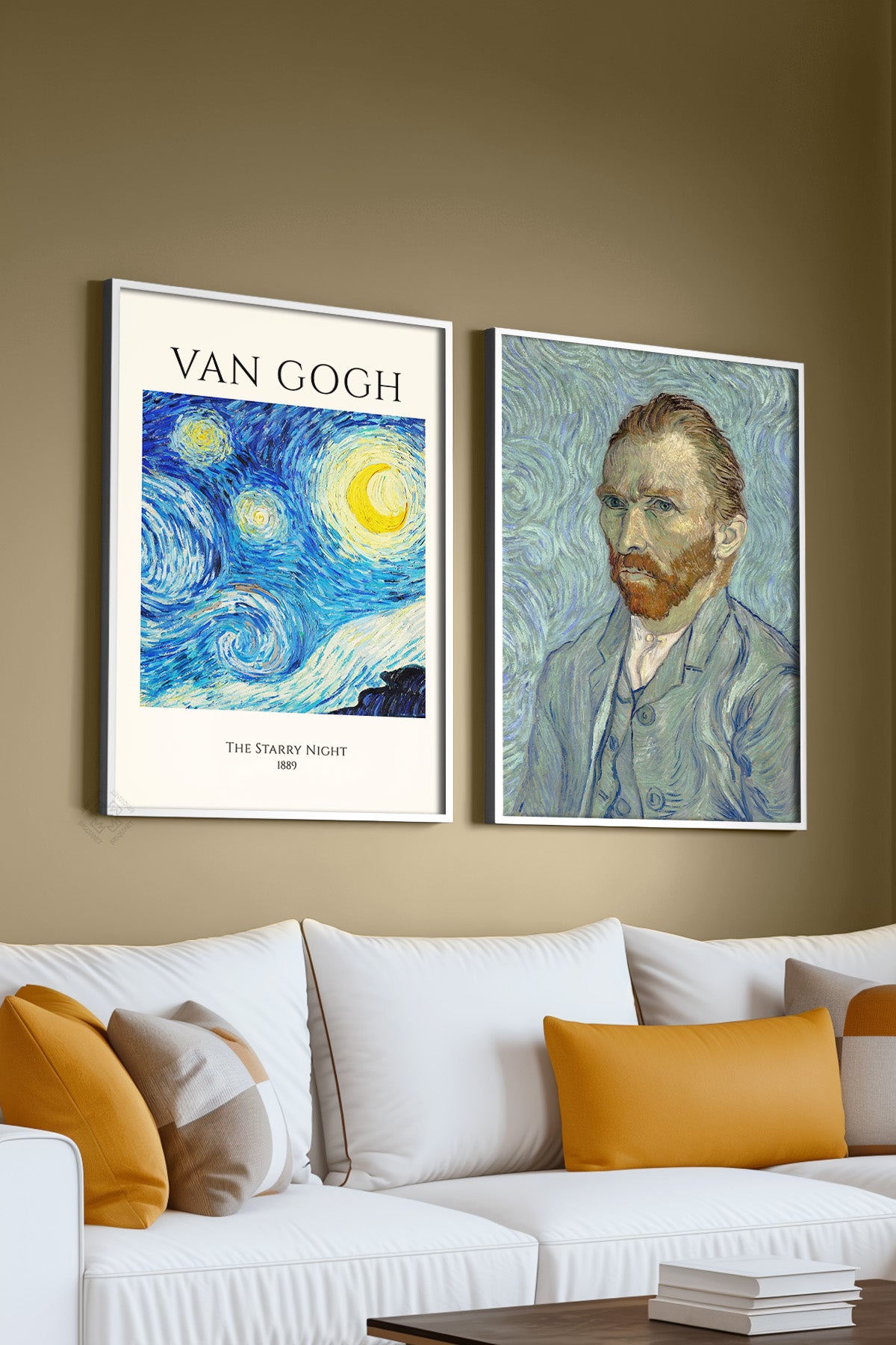 Van Gogh 2'li Beyaz Çerçeveli Poster, Tablo Seti No:37