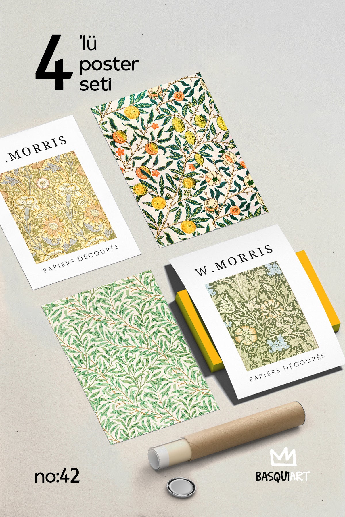 Morris 4'lü Poster Seti, Duvar Dekoru No:42