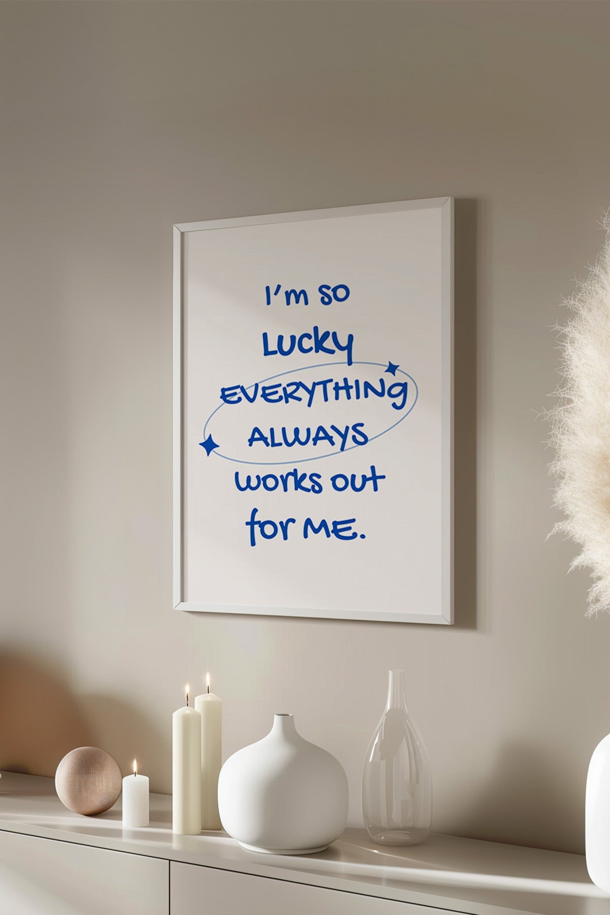 Lucky You Serisi Beyaz Çerçeveli Poster, Tablo Duvar Dekoru No:29
