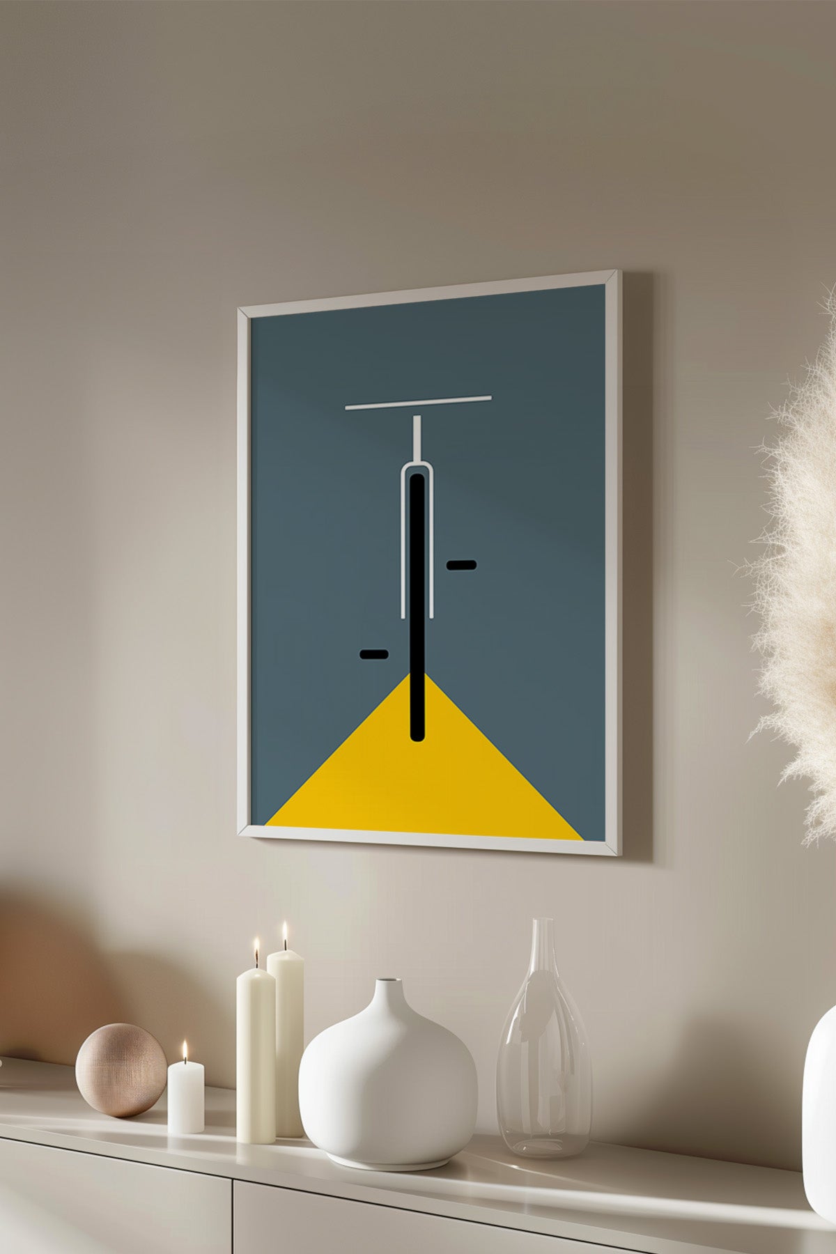 Bauhaus Serisi Beyaz Çerçeveli Poster, Tablo No:55