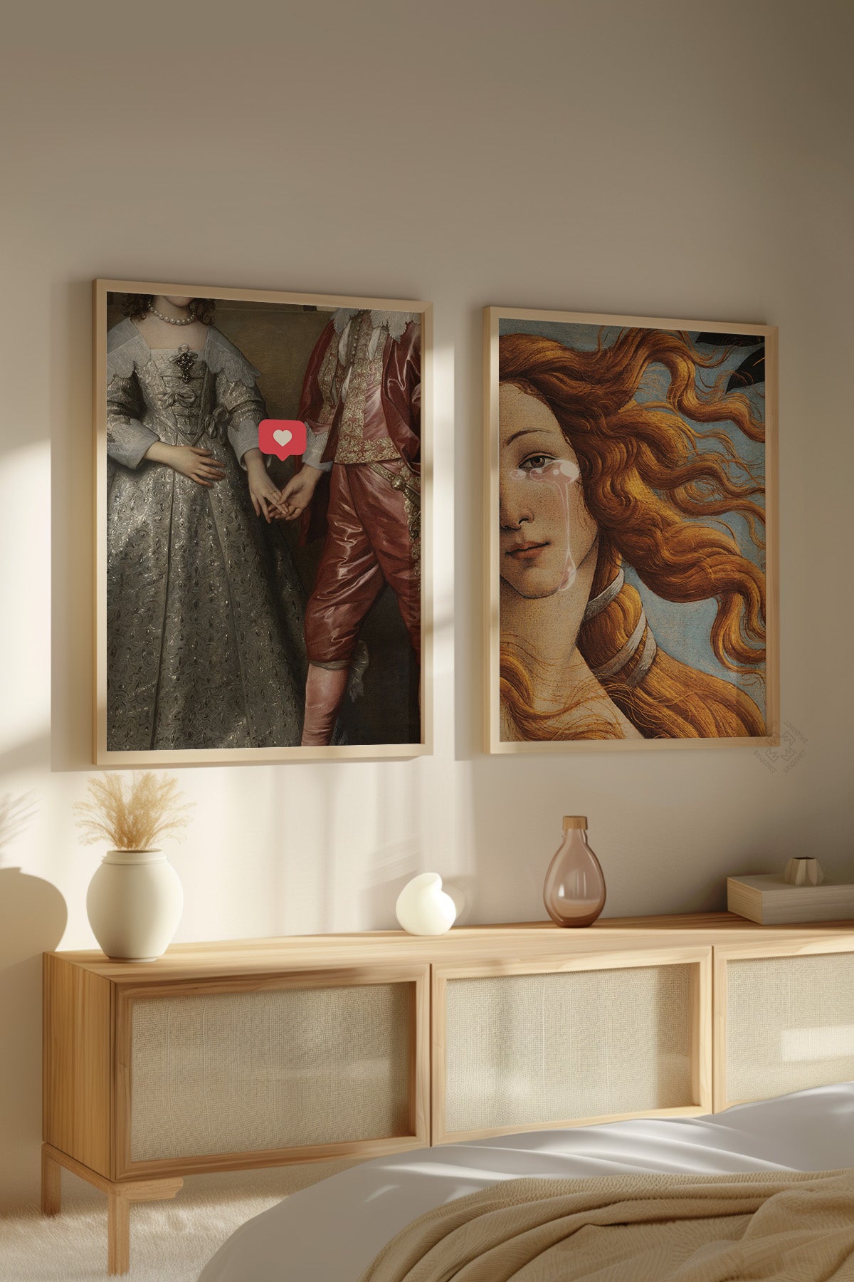 Alternatif Sanat 2'li Ahşap Çerçeveli Poster, Tablo Seti No:13