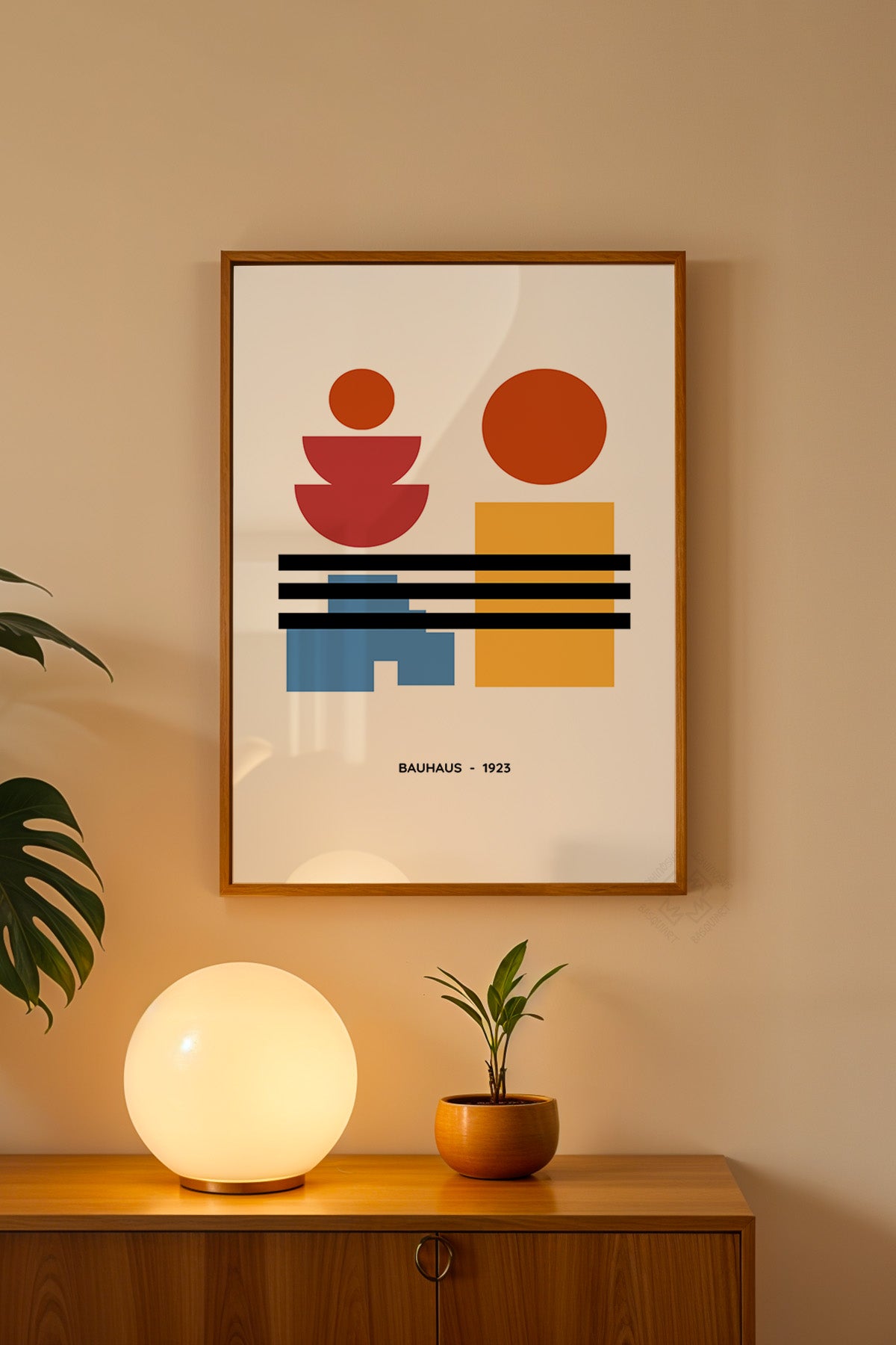 Bauhaus Serisi Ahşap Çerçeveli Poster, Tablo No:107