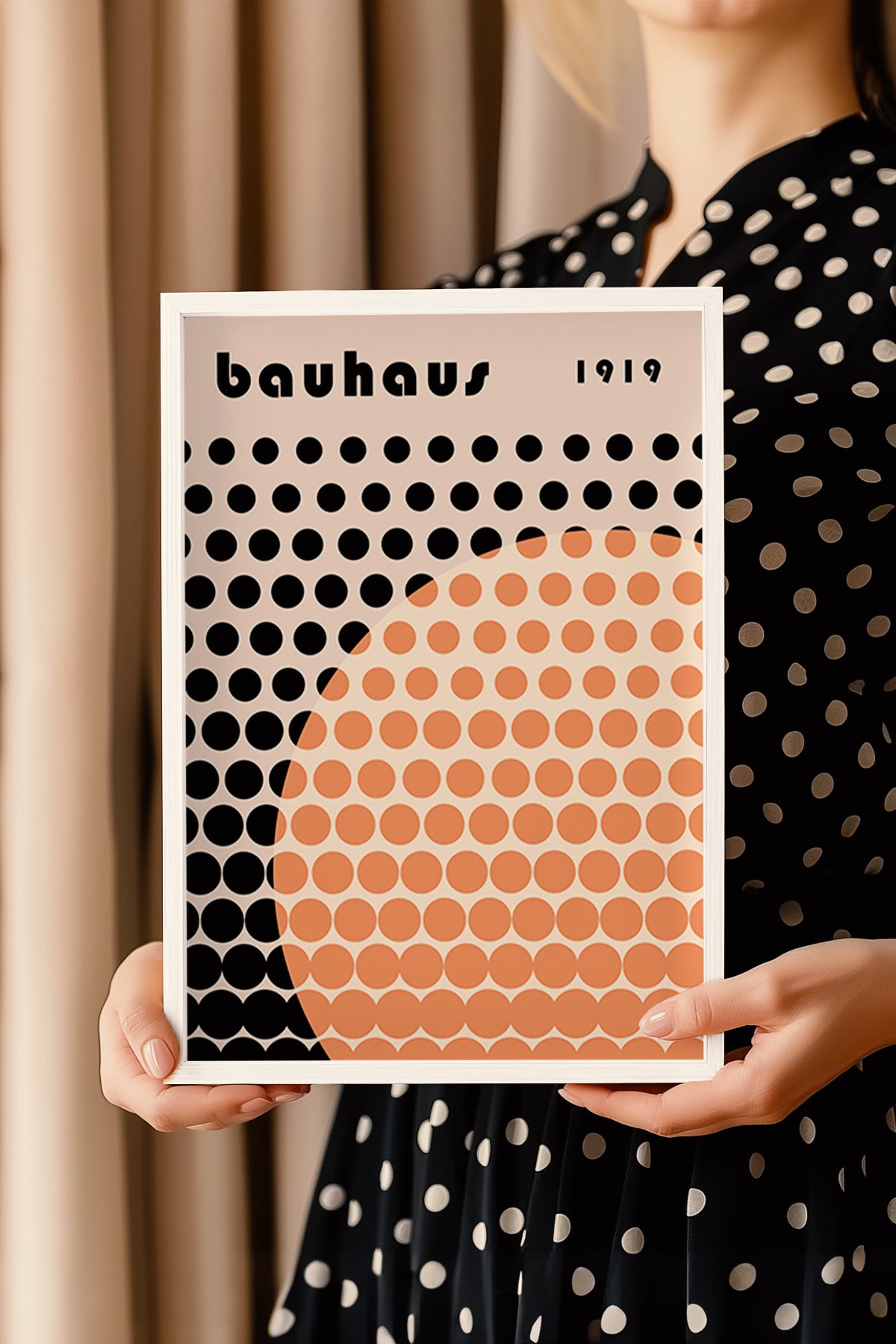 Bauhaus Serisi Beyaz Çerçeveli Poster, Tablo No:71