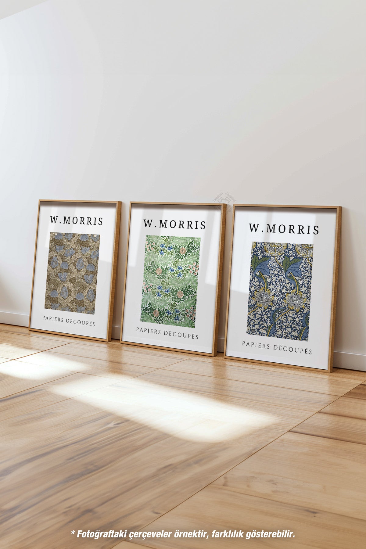 William Morris 3'lü Ahşap Çerçeveli Poster, Tablo Seti No:6