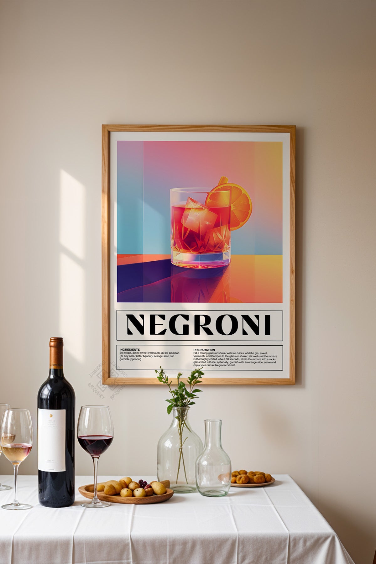 Kokteyl Serisi Ahşap Çerçeveli Poster, Tablo, Cafe, Restoran, Mutfak Duvar Dekoru No:2