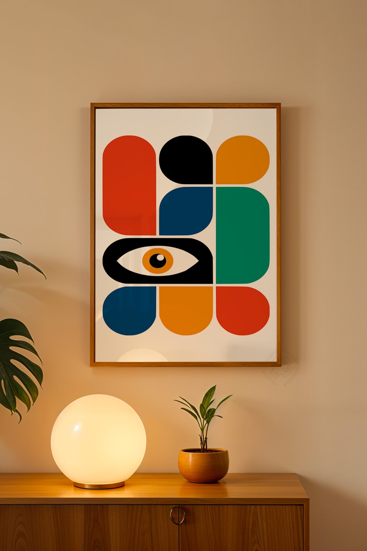 Bauhaus Serisi Ahşap Çerçeveli Poster, Tablo No:3