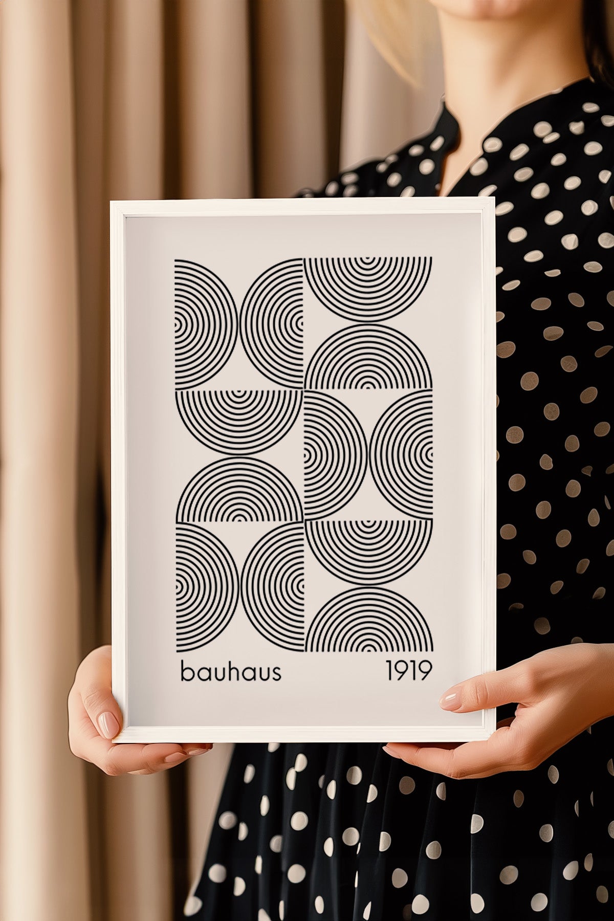 Bauhaus Serisi Beyaz Çerçeveli Poster, Tablo No:46