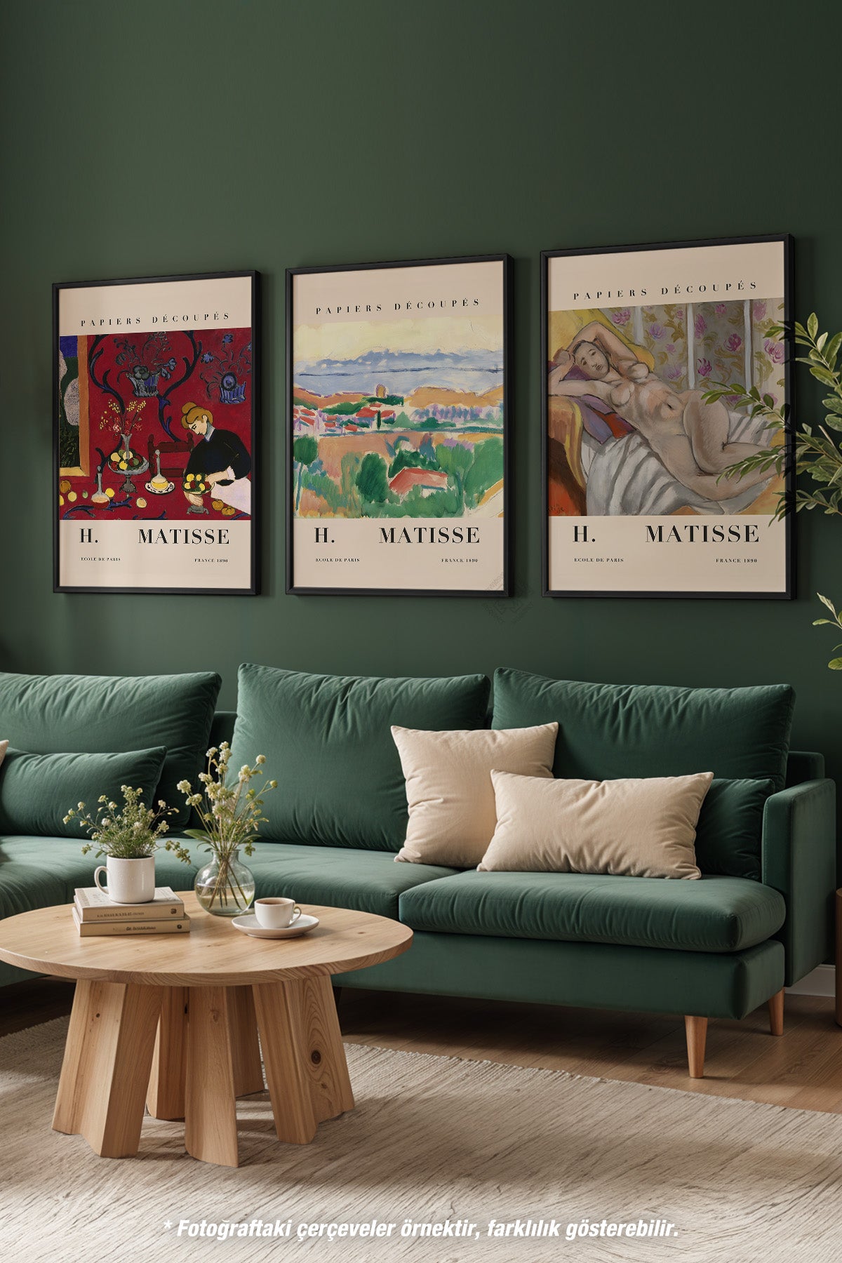 Matisse Dekoratif 3'lü Siyah Çerçeveli Poster, Tablo Seti No:19