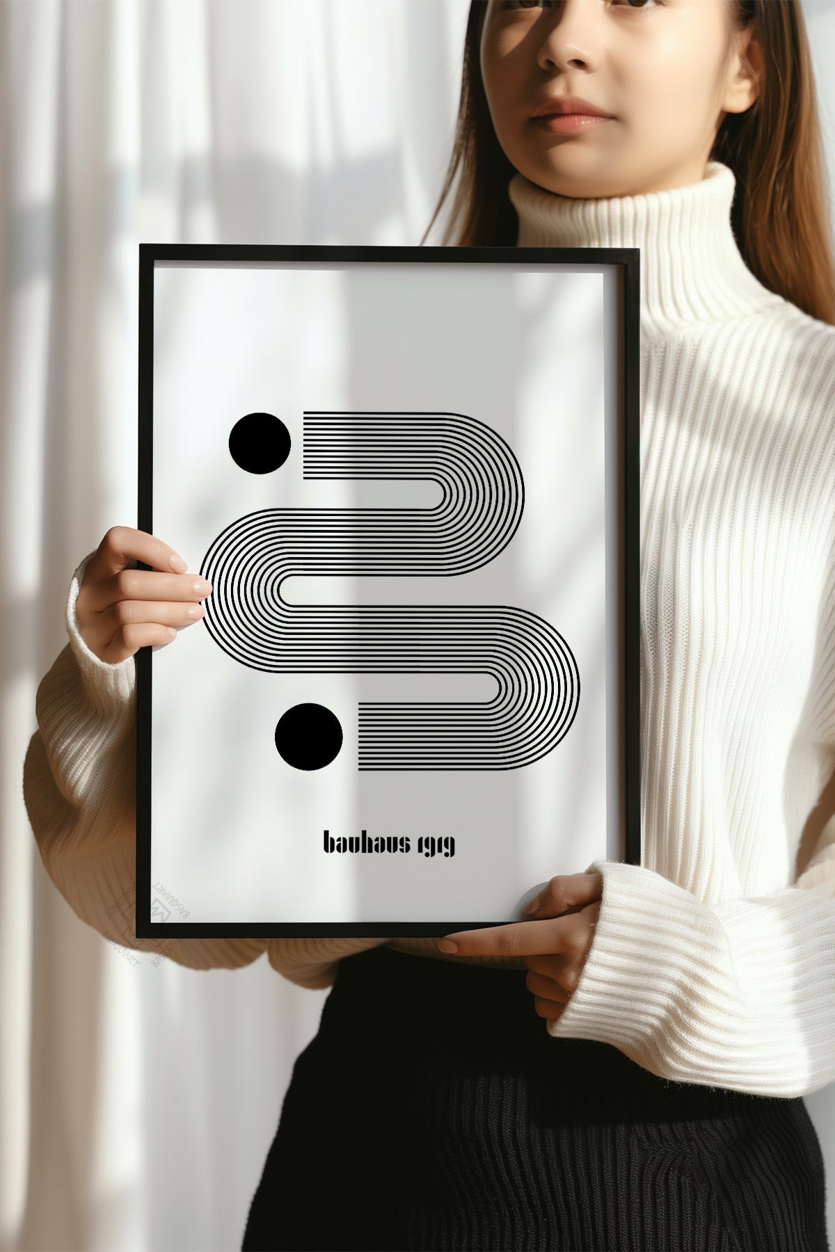 Bauhaus Serisi Siyah Çerçeveli Poster, Tablo No:48