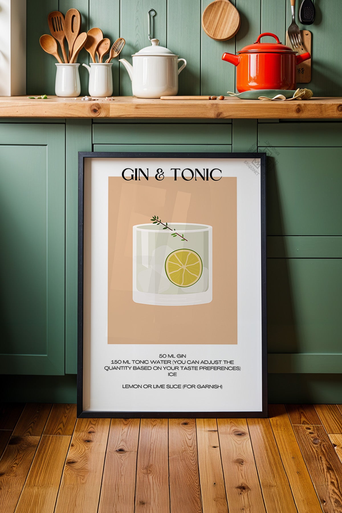 Kokteyl Serisi Siyah Çerçeveli Poster, Tablo, Cafe, Restoran, Mutfak Duvar Dekoru No:23