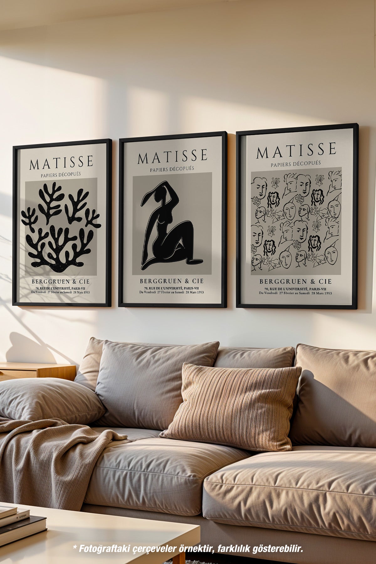 Matisse Bohem 3'lü Siyah Çerçeveli Poster, Tablo Seti No:24