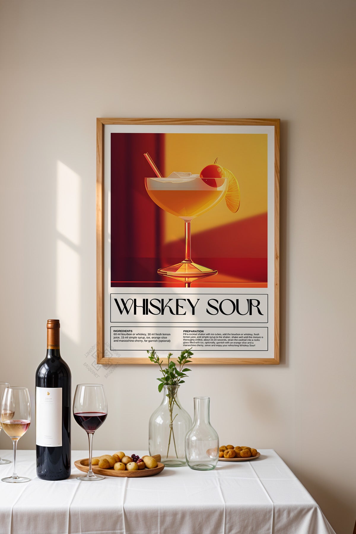 Kokteyl Serisi Ahşap Çerçeveli Poster, Tablo, Cafe, Restoran, Mutfak Duvar Dekoru No:10