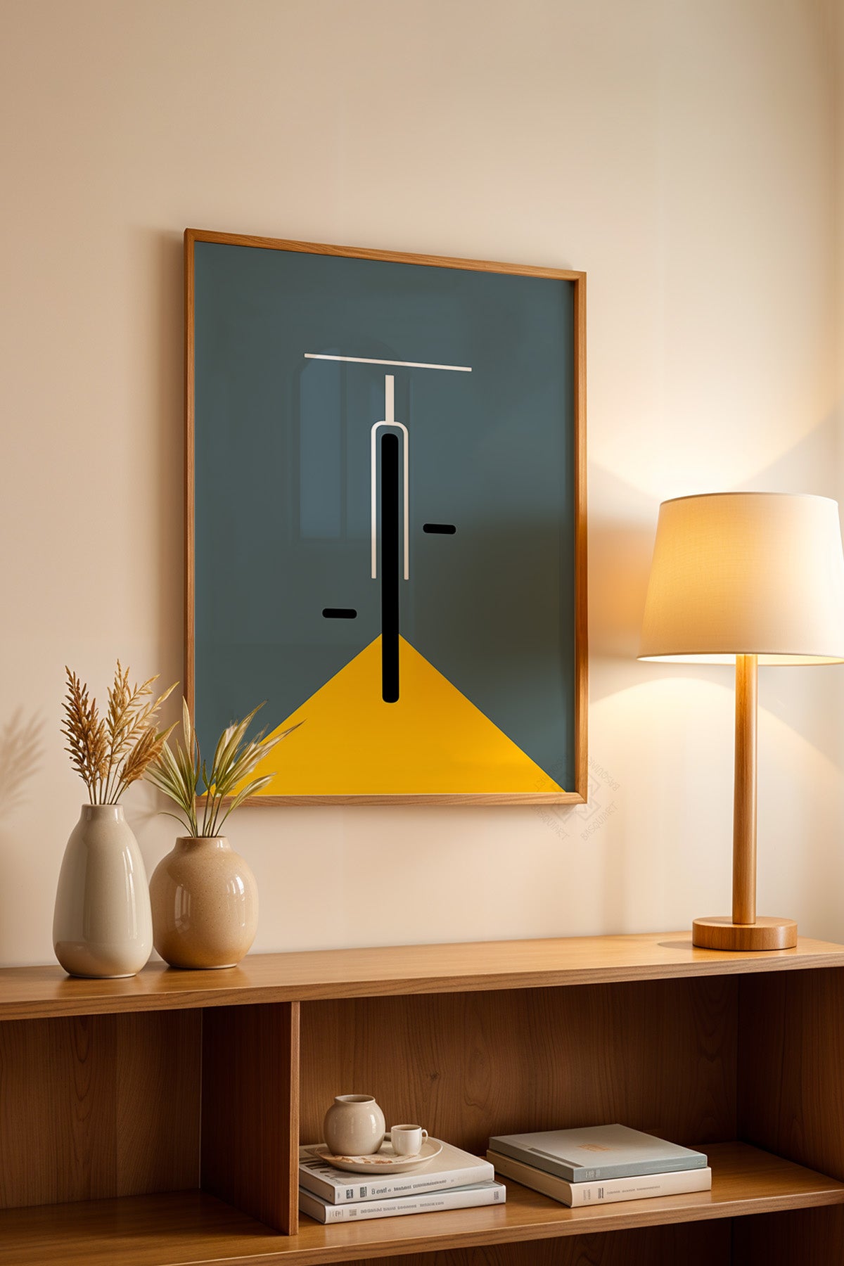 Bauhaus Serisi Ahşap Çerçeveli Poster, Tablo No:55