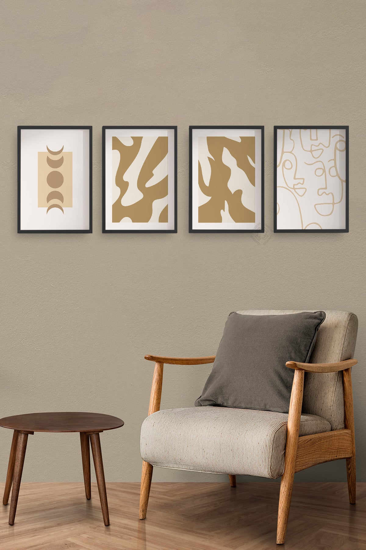 Bohem Desen 4'lü Siyah Çerçeveli Poster, Tablo Seti No:13