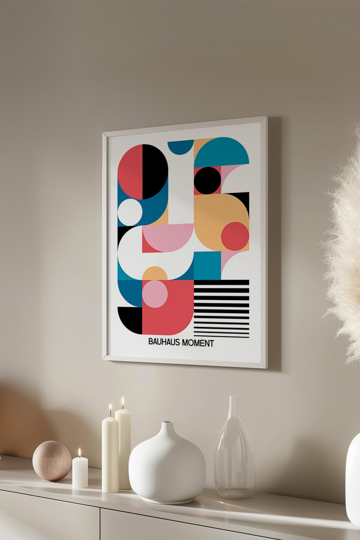Bauhaus Serisi Beyaz Çerçeveli Poster, Tablo No:119