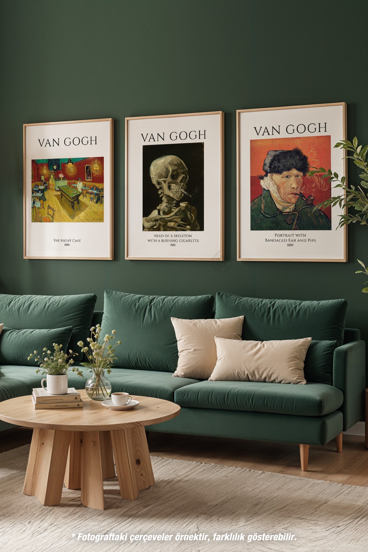 Van Gogh Sanatsal 3'lü Ahşap Çerçeveli Poster, Tablo Seti No:3