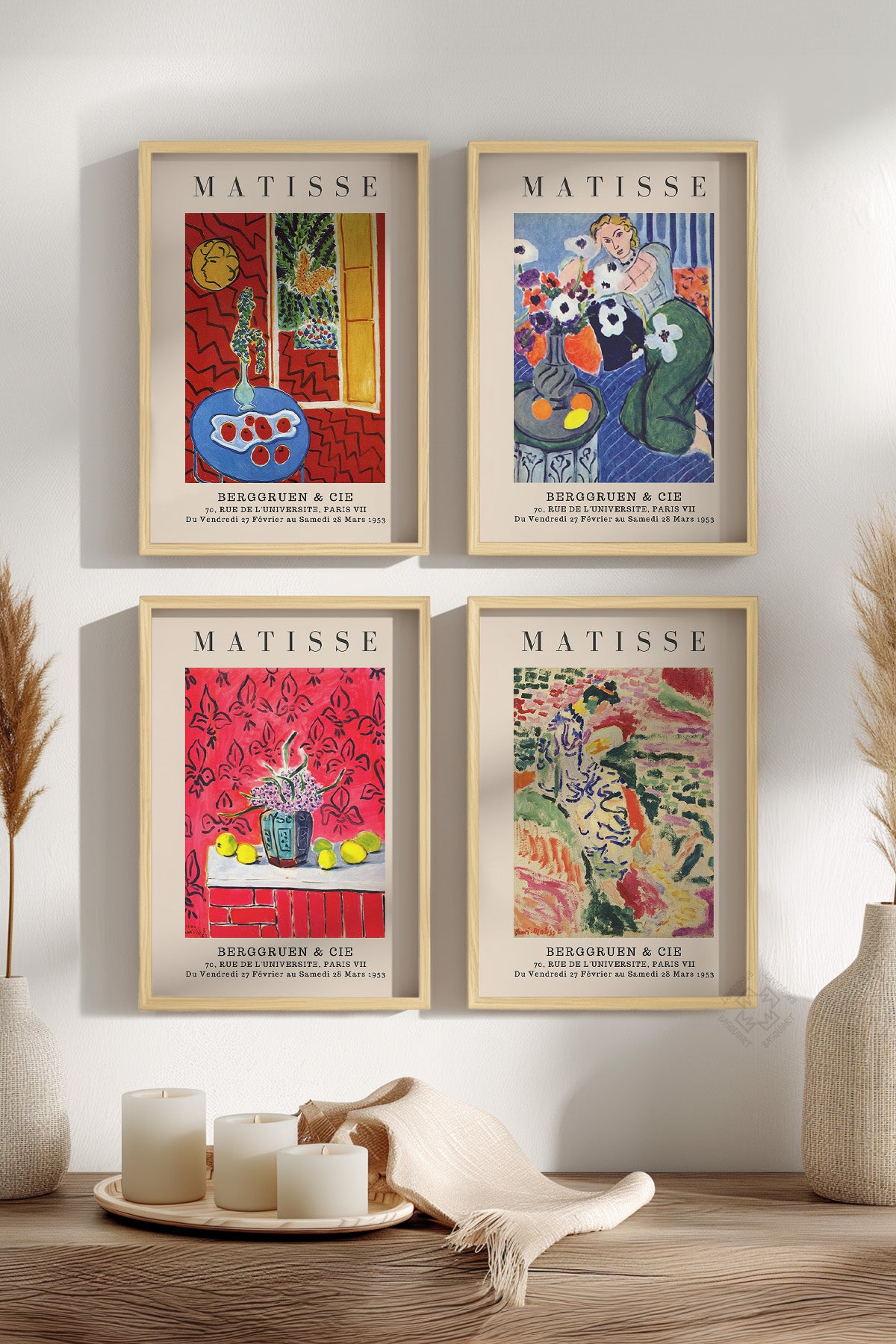 Matisse 4'lü Ahşap Çerçeveli Poster, Tablo Seti No:54