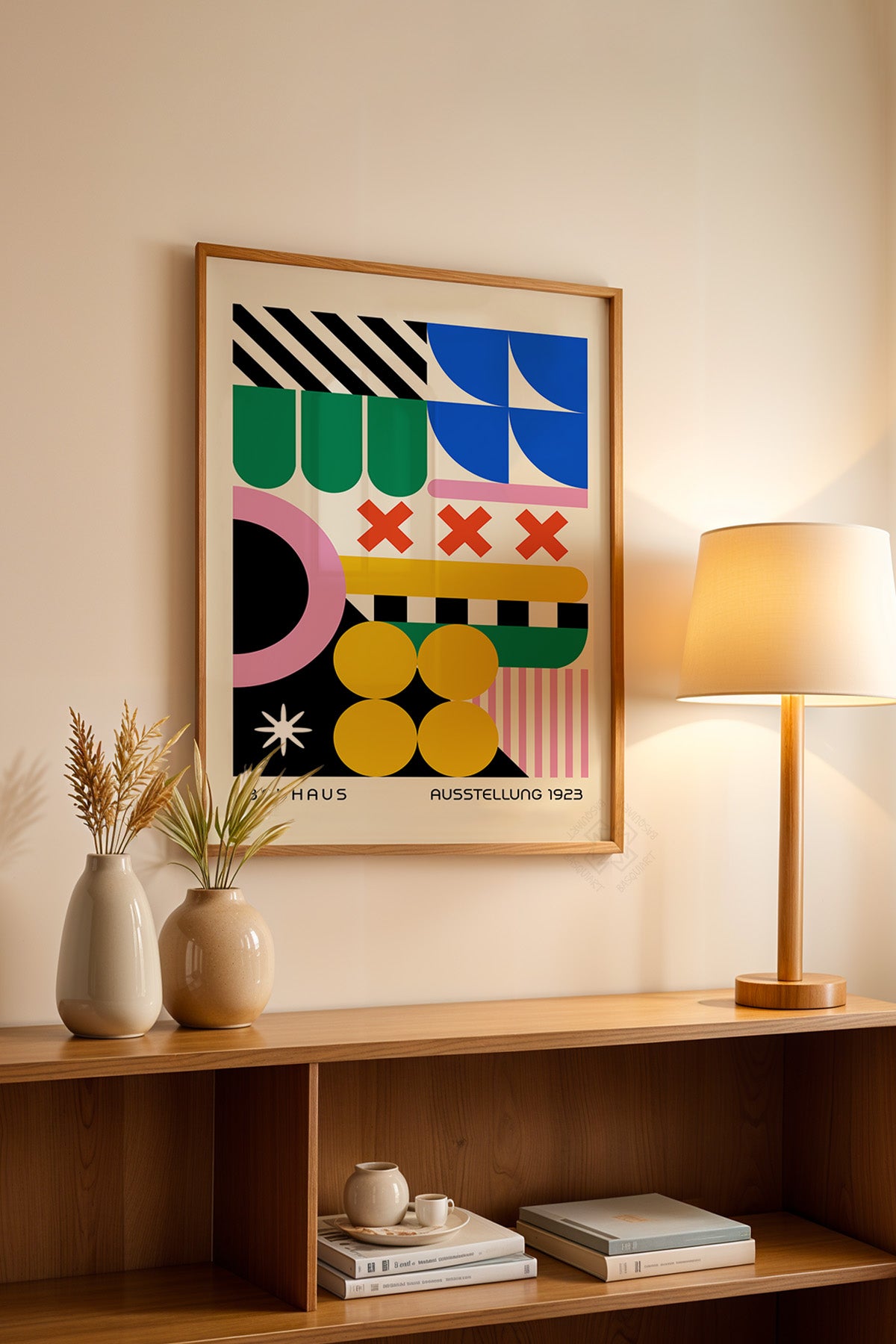 Bauhaus Serisi Ahşap Çerçeveli Poster, Tablo No:96