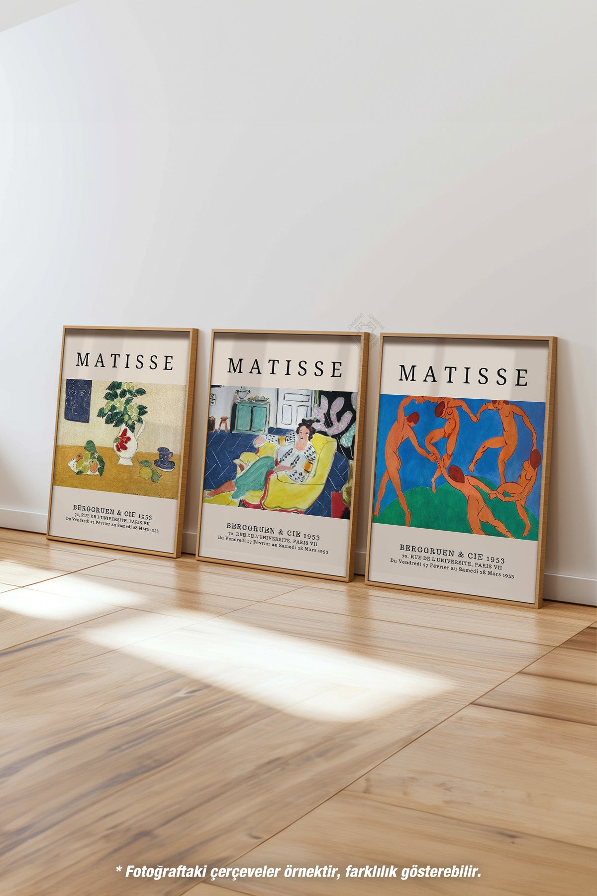 Matisse Vintage 3'lü Ahşap Çerçeveli Poster, Tablo Seti No:14
