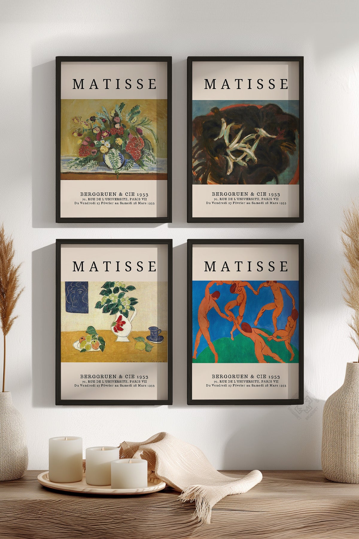 Matisse 4'lü Siyah Çerçeveli Poster, Tablo Seti No:56