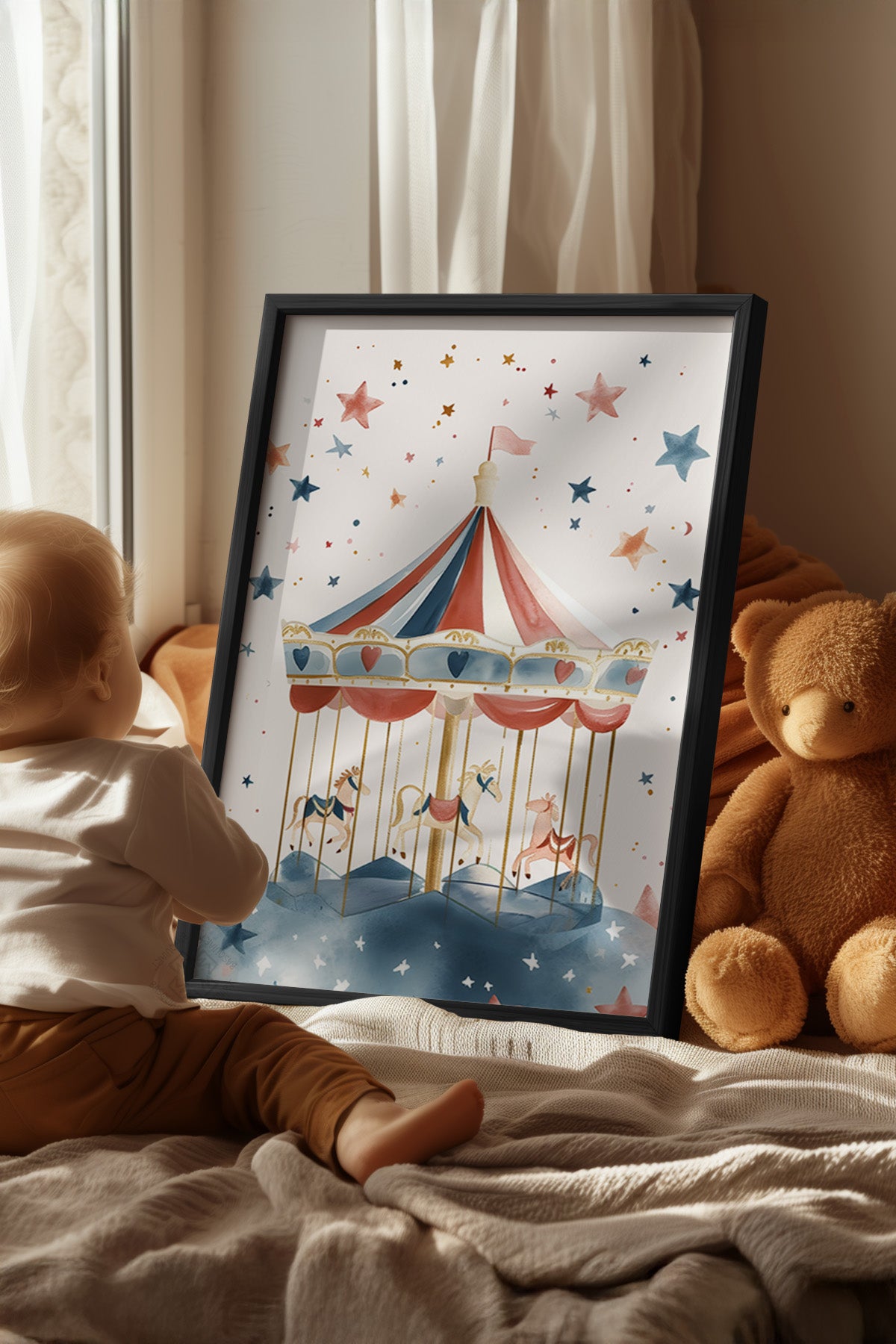 Çocuk Odası, Bebek Odası Siyah Çerçeveli Poster, Tablo No:49