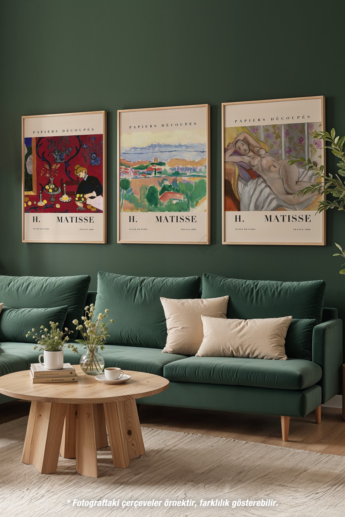 Matisse Dekoratif 3'lü Ahşap Çerçeveli Poster, Tablo Seti No:19
