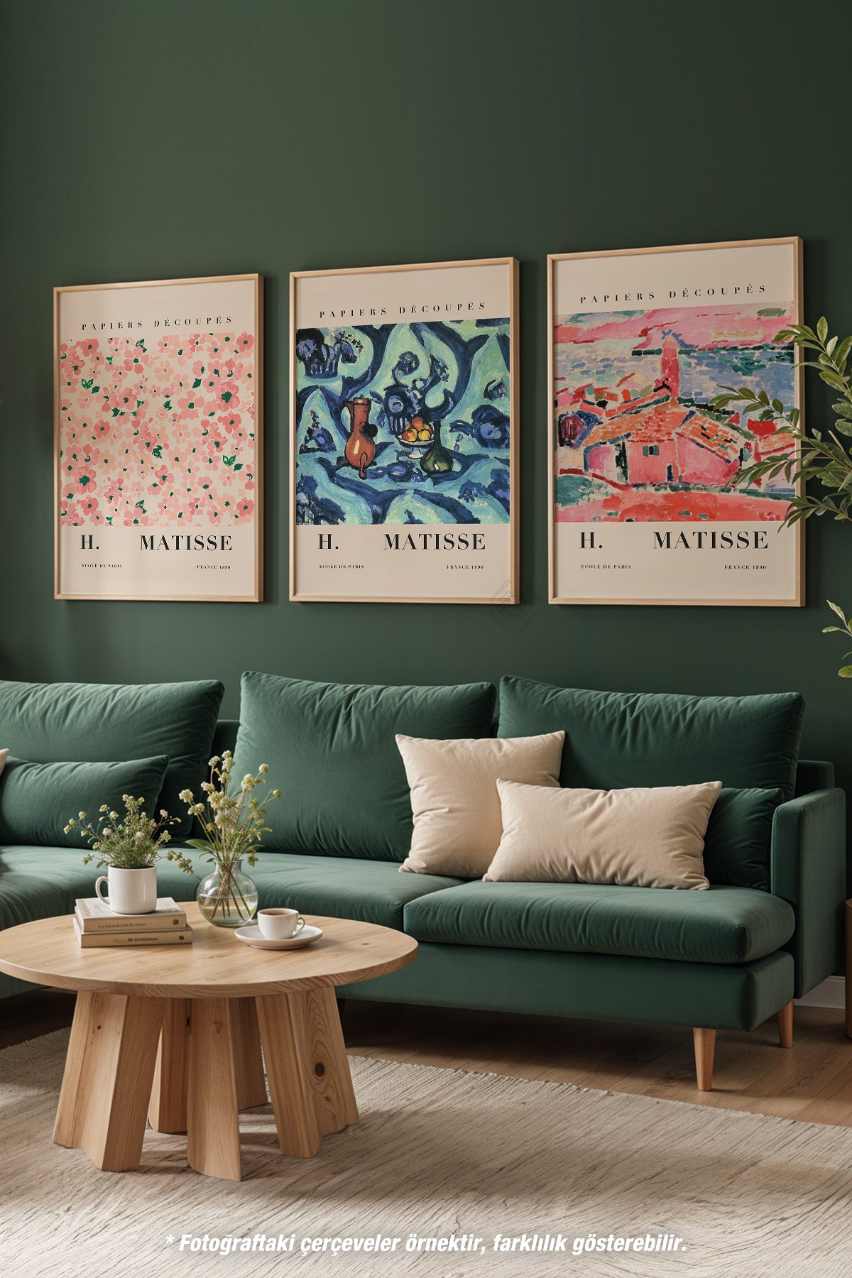 H Matisse 3'lü Ahşap Çerçeveli Poster, Tablo Seti No:17
