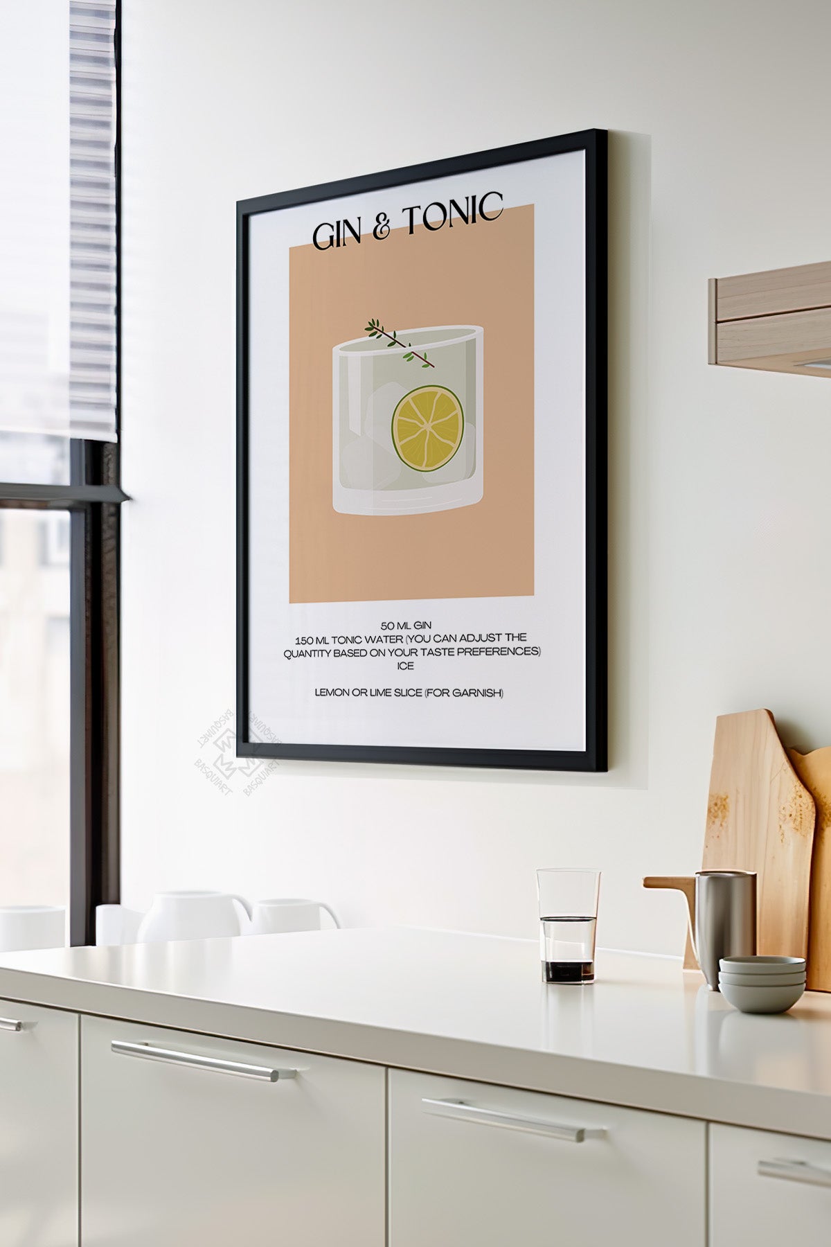 Kokteyl Serisi Siyah Çerçeveli Poster, Tablo, Cafe, Restoran, Mutfak Duvar Dekoru No:23