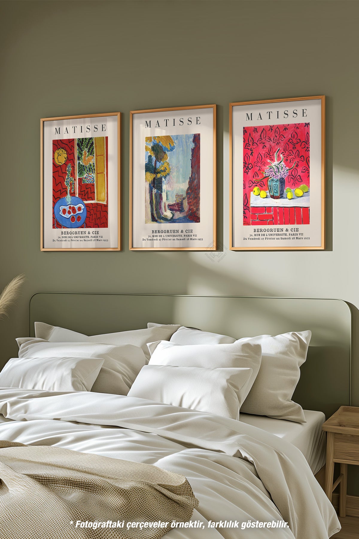 Matisse Dekoratif 3'lü Ahşap Çerçeveli Poster, Tablo Seti No:15