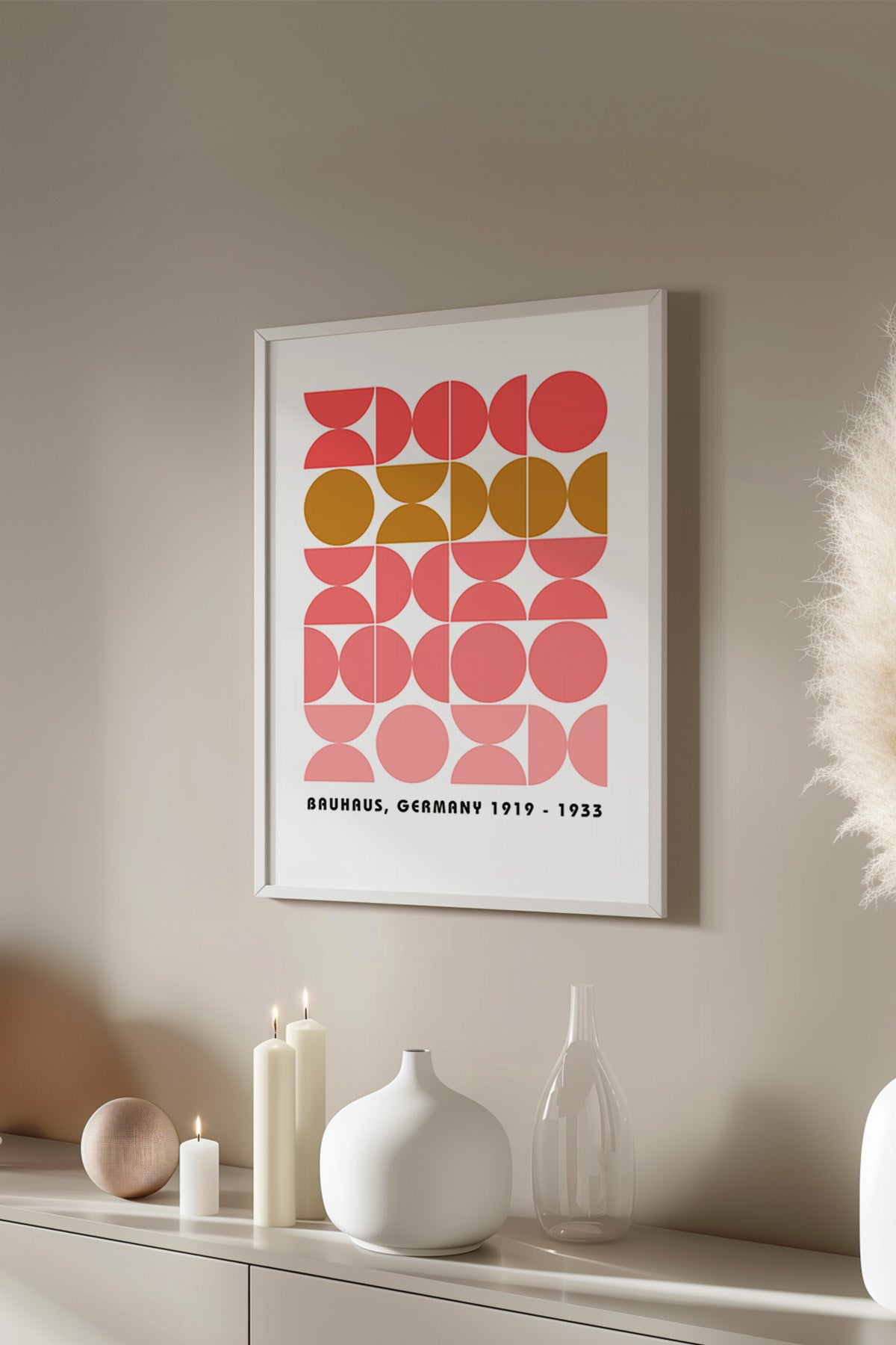 Bauhaus Serisi Beyaz Çerçeveli Poster, Tablo No:115