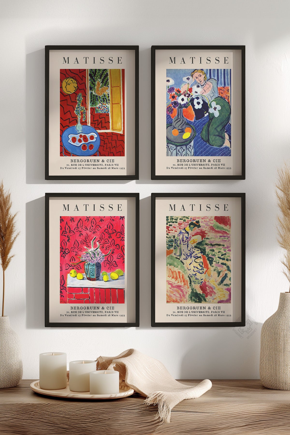 Matisse 4'lü Siyah Çerçeveli Poster, Tablo Seti No:54